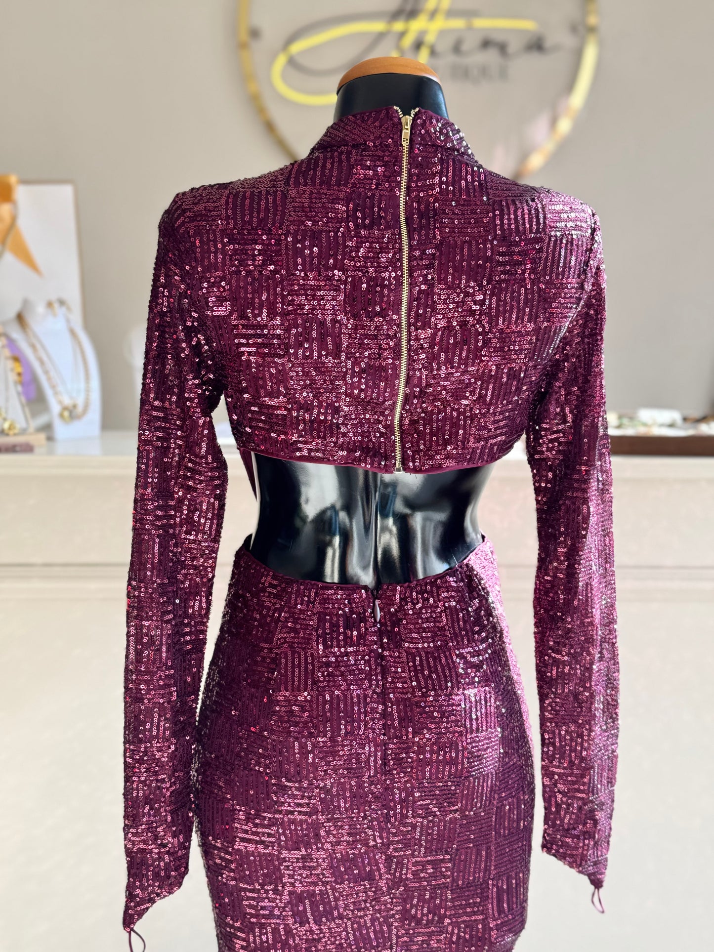 Vestido vino lentejuela