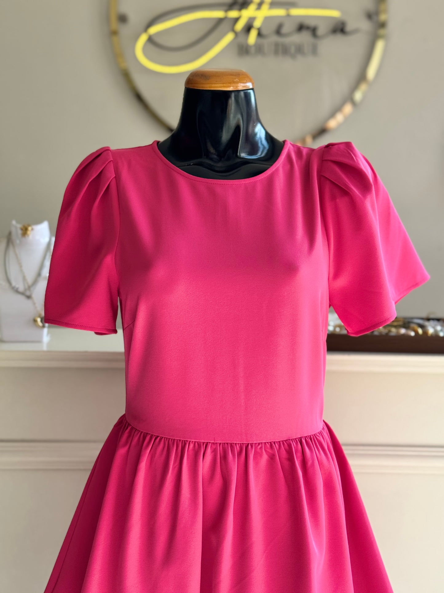 Vestido rosa olanes