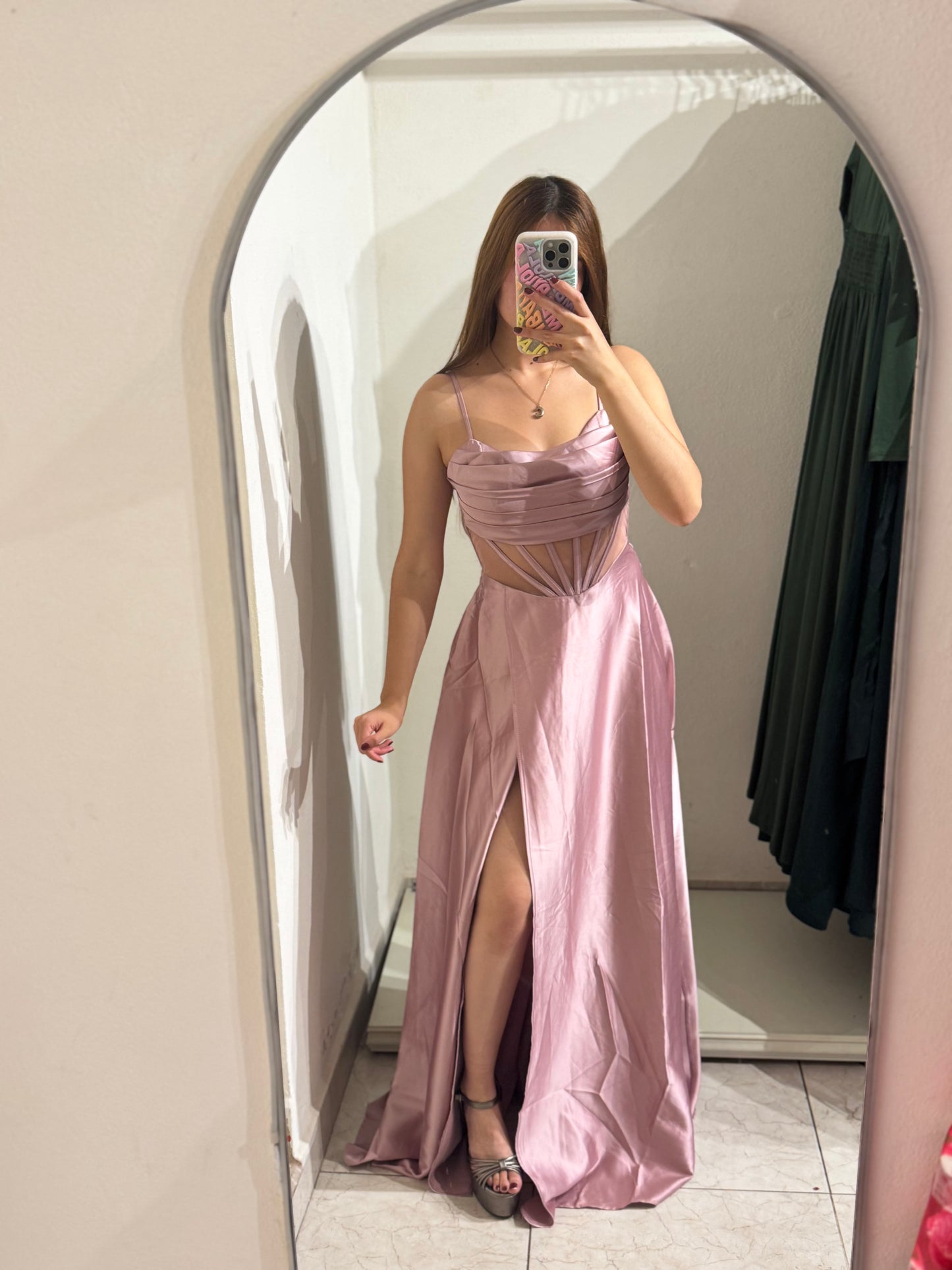 Vestido satin rosa
