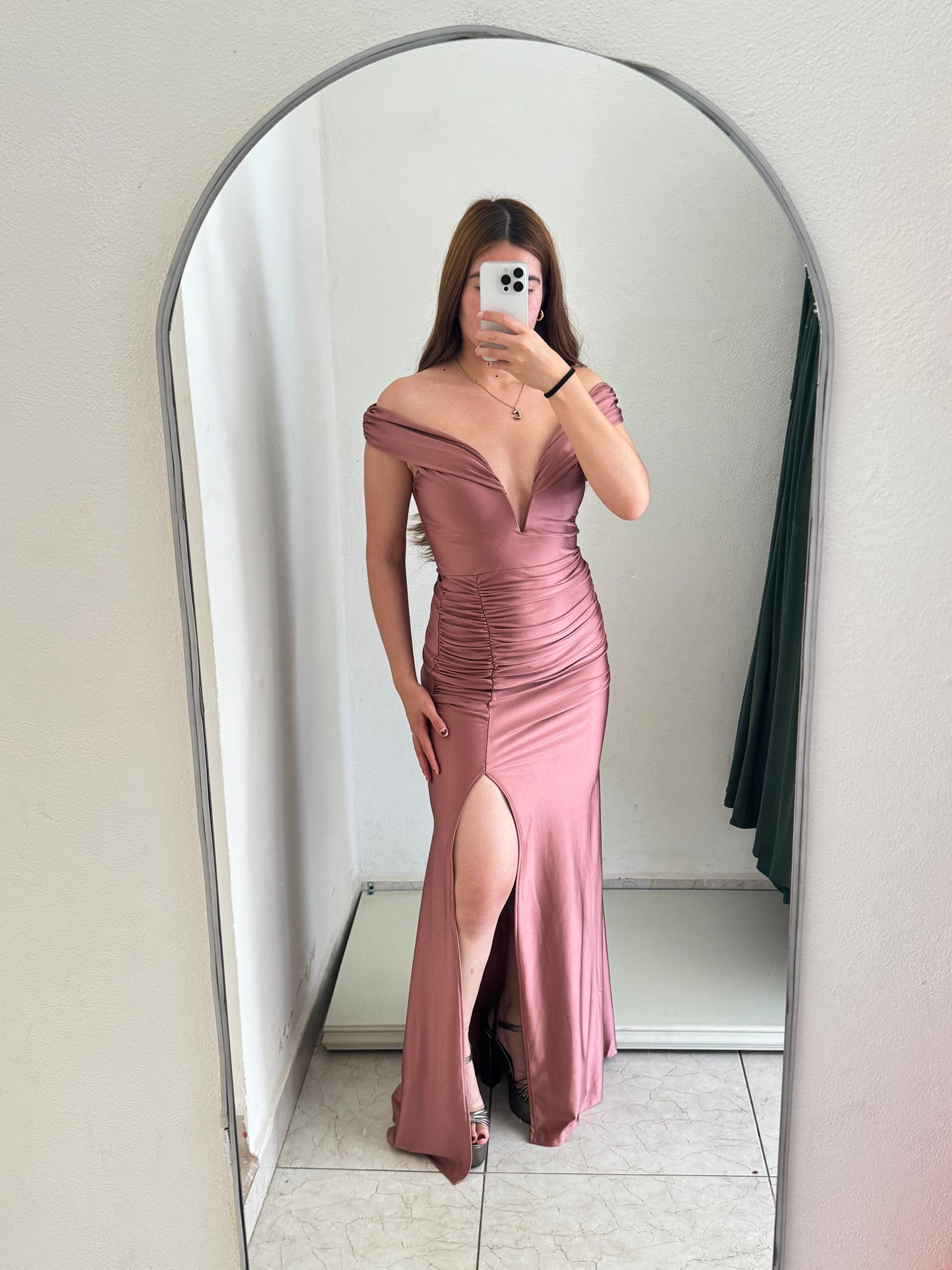 Vestido drapeado palo de rosa