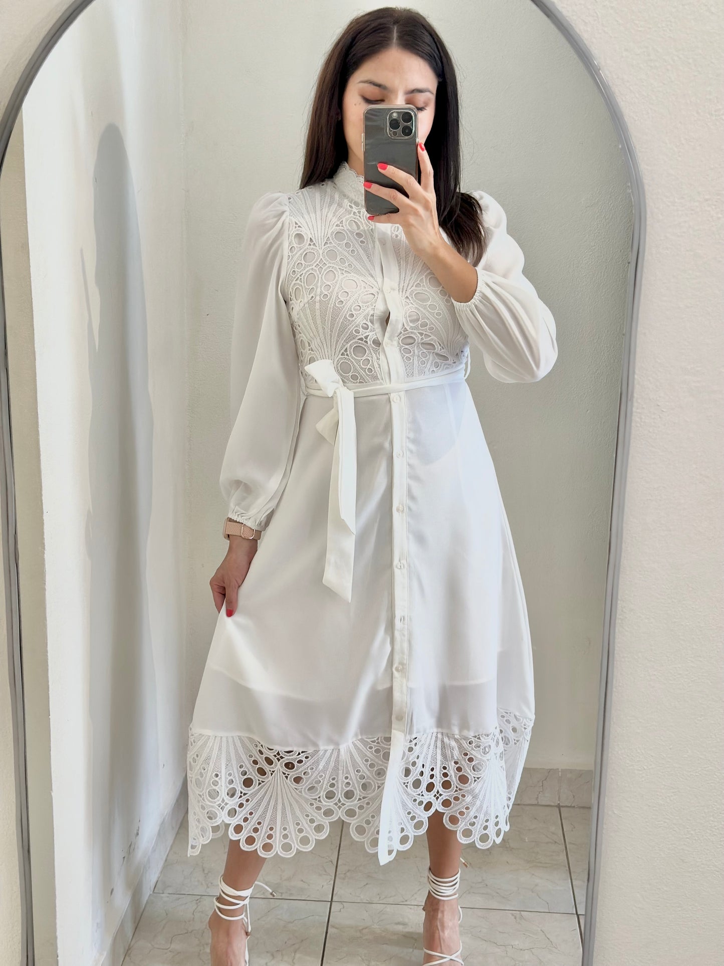 Vestido blanco manga larga