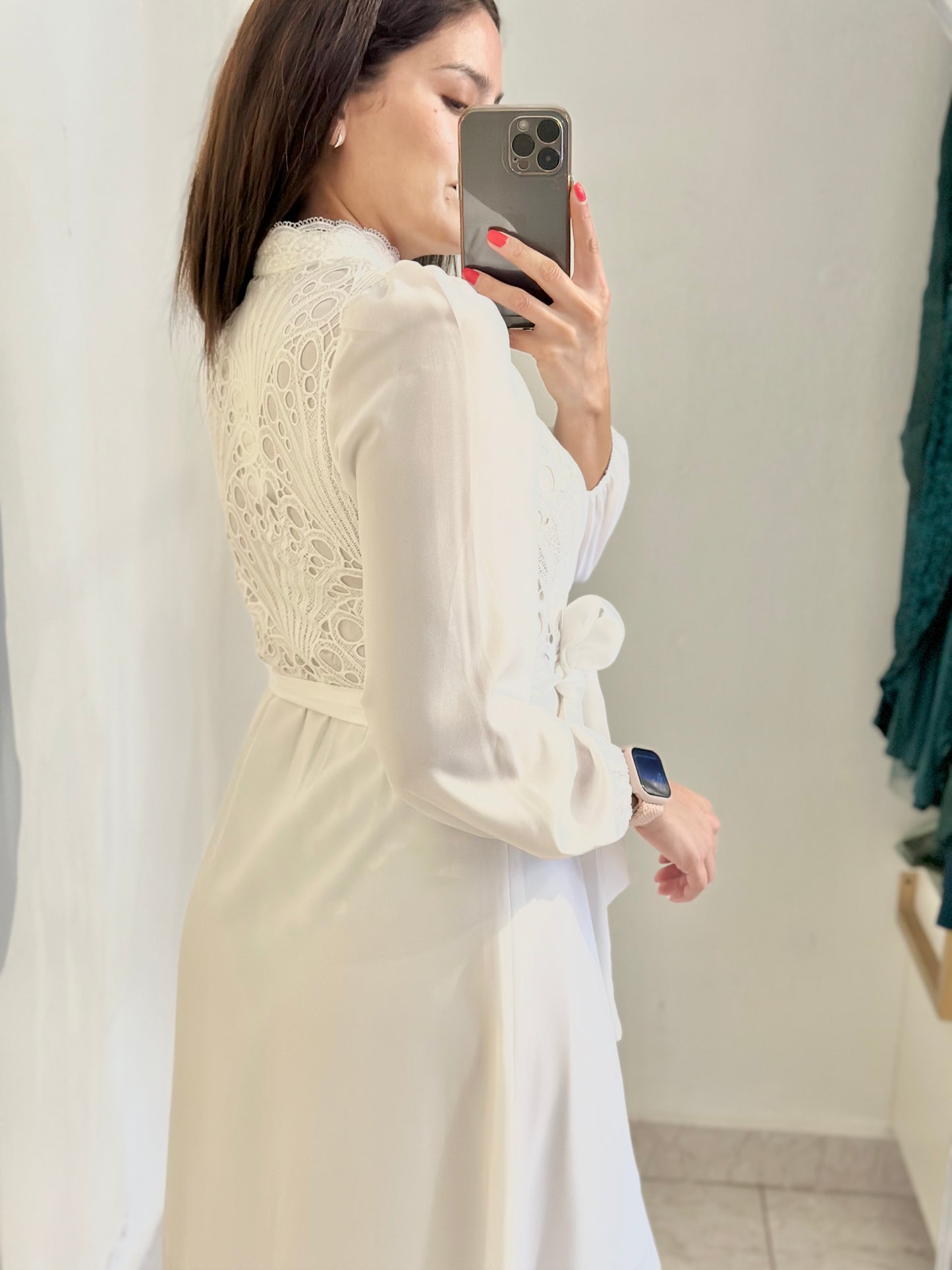 Vestido blanco manga larga