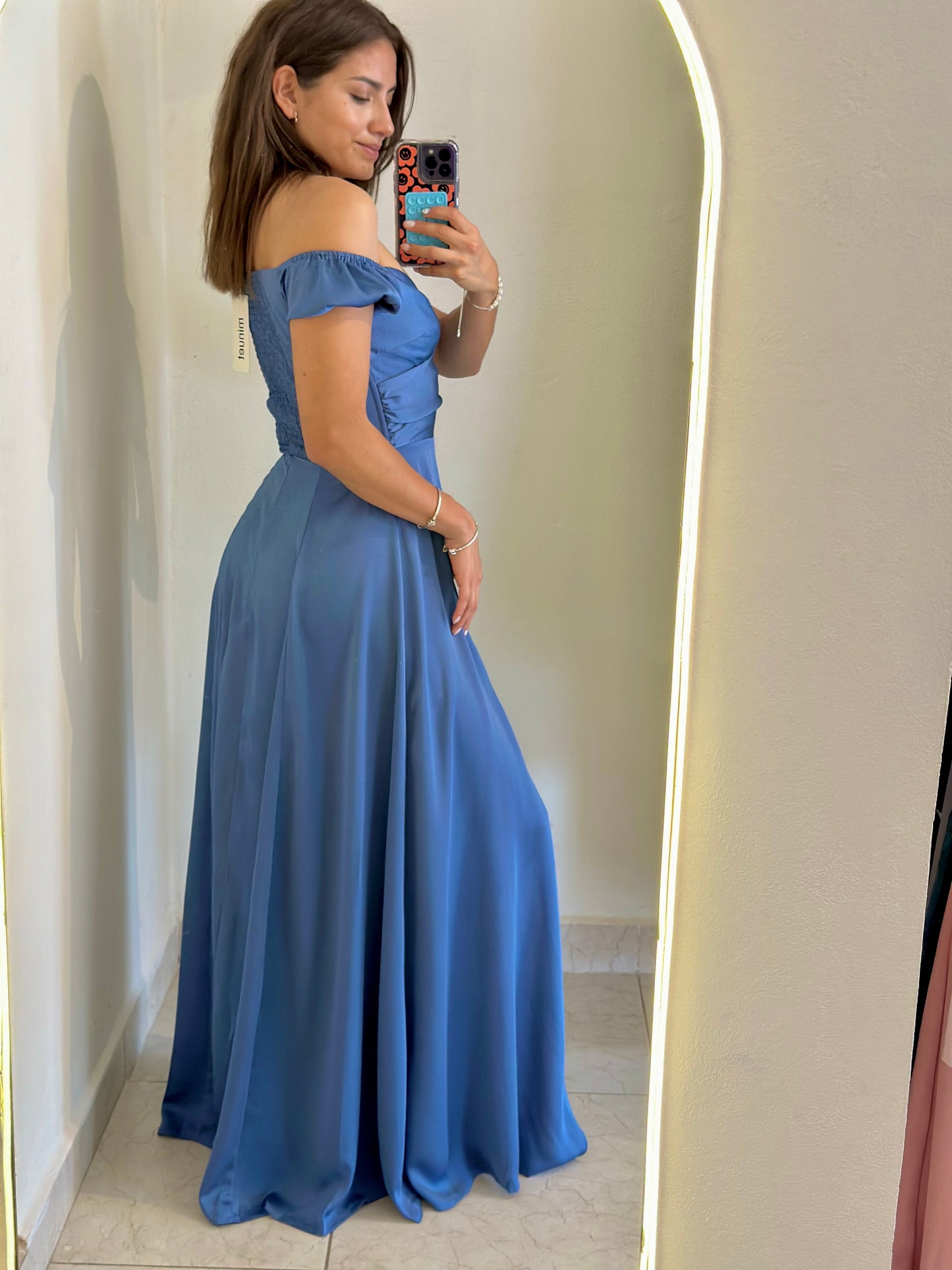 Vestido azul cielo satin