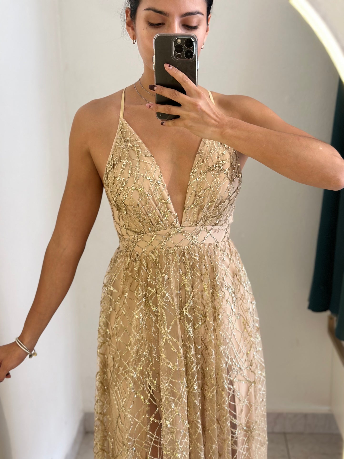 Vestido brillo dorado