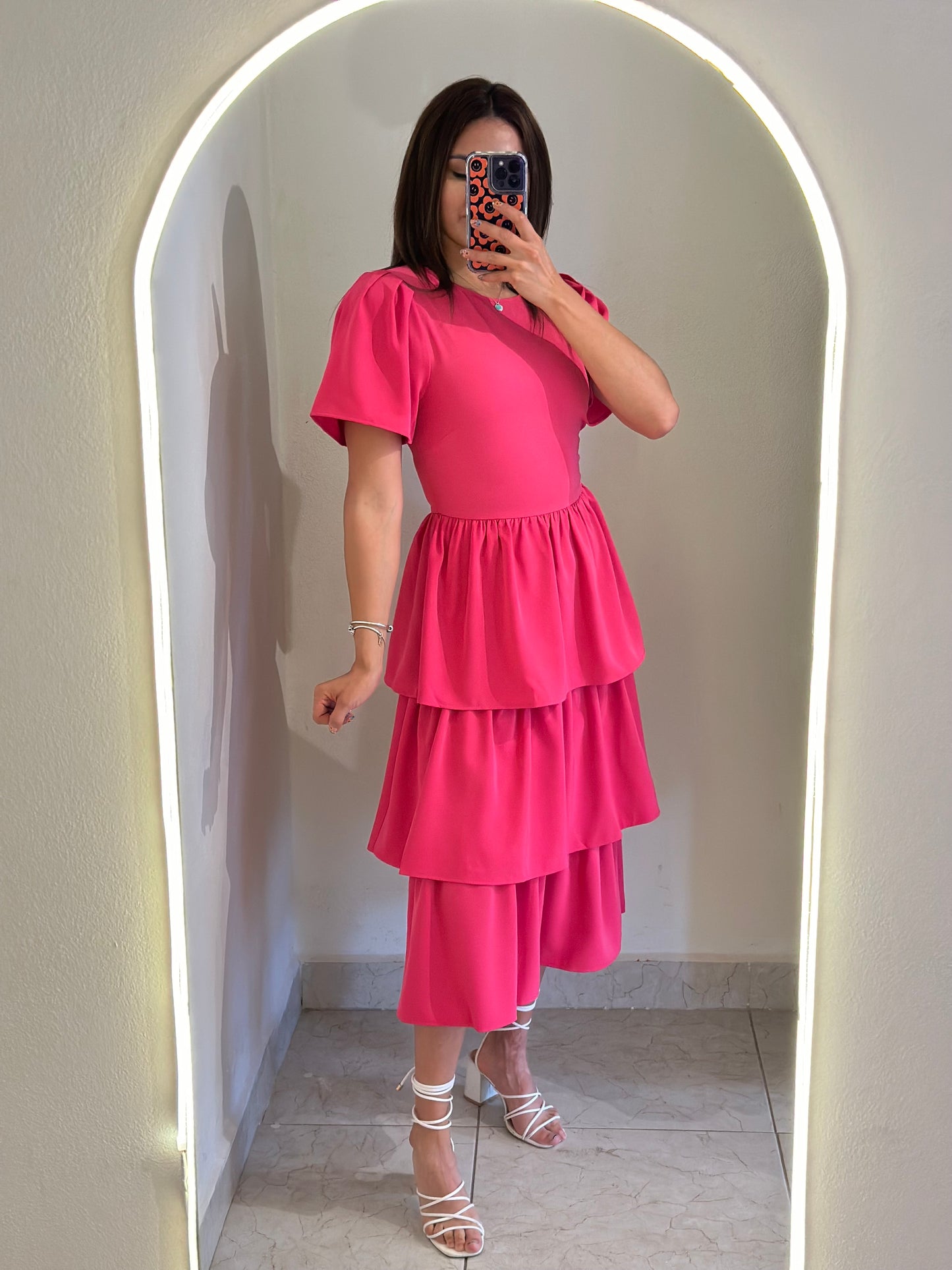 Vestido rosa olanes