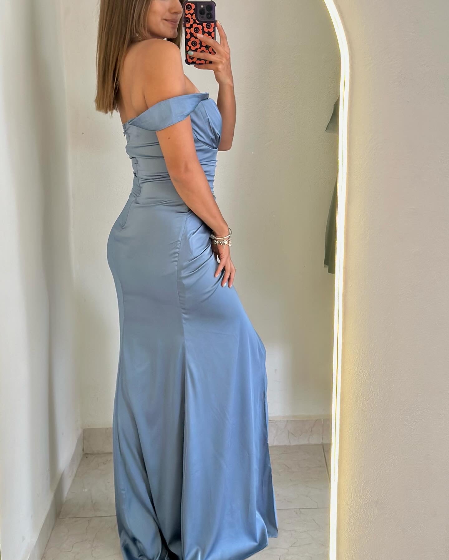 Vestido drapeado azul
