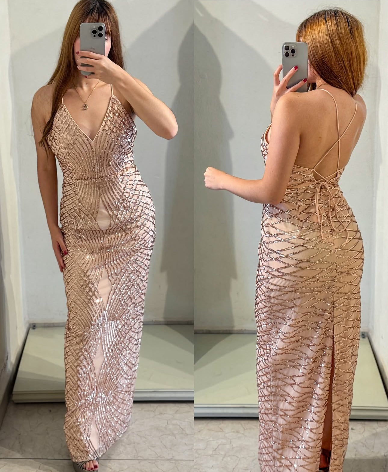 Vestido lentejuela dorada