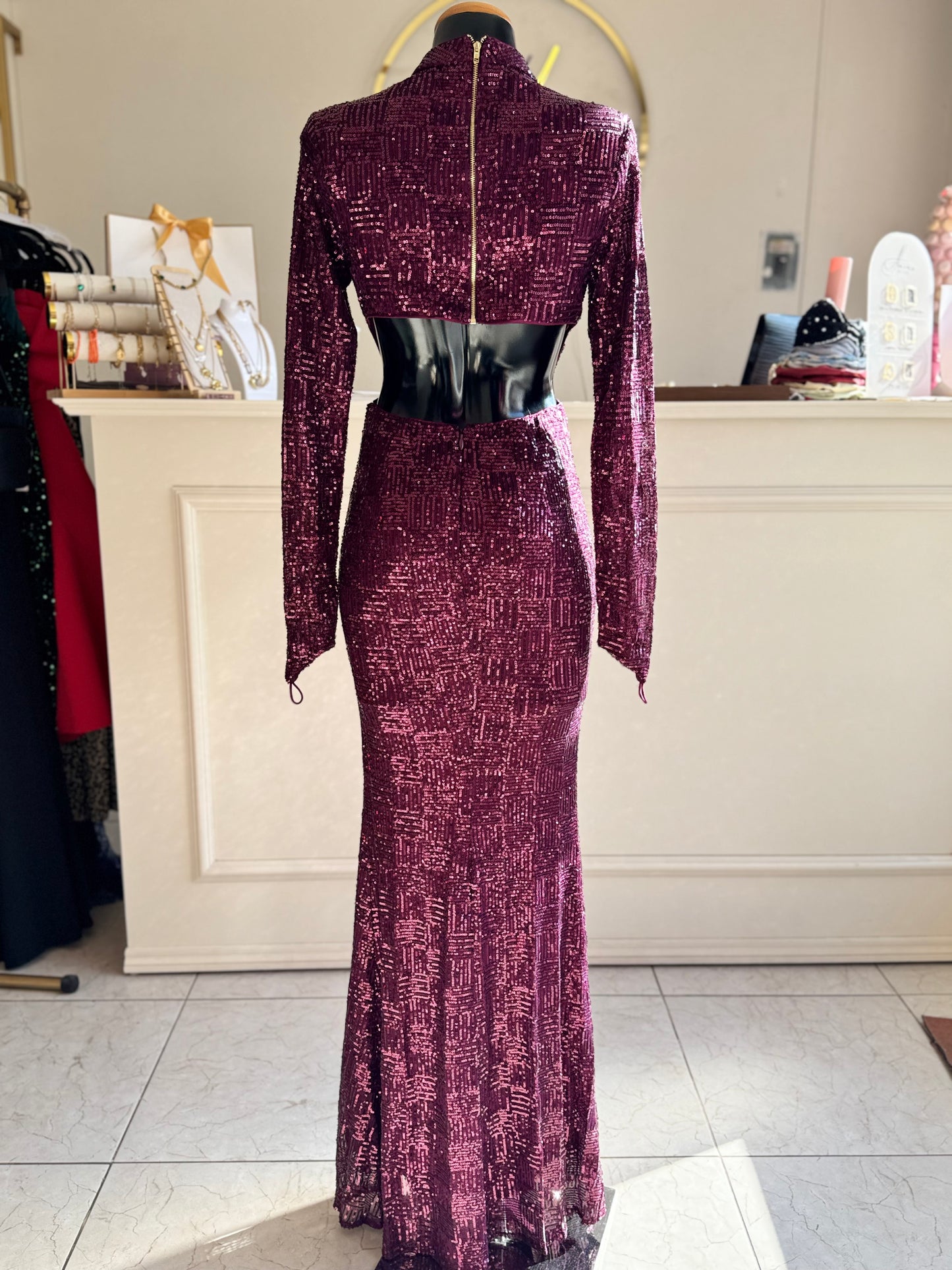 Vestido vino lentejuela