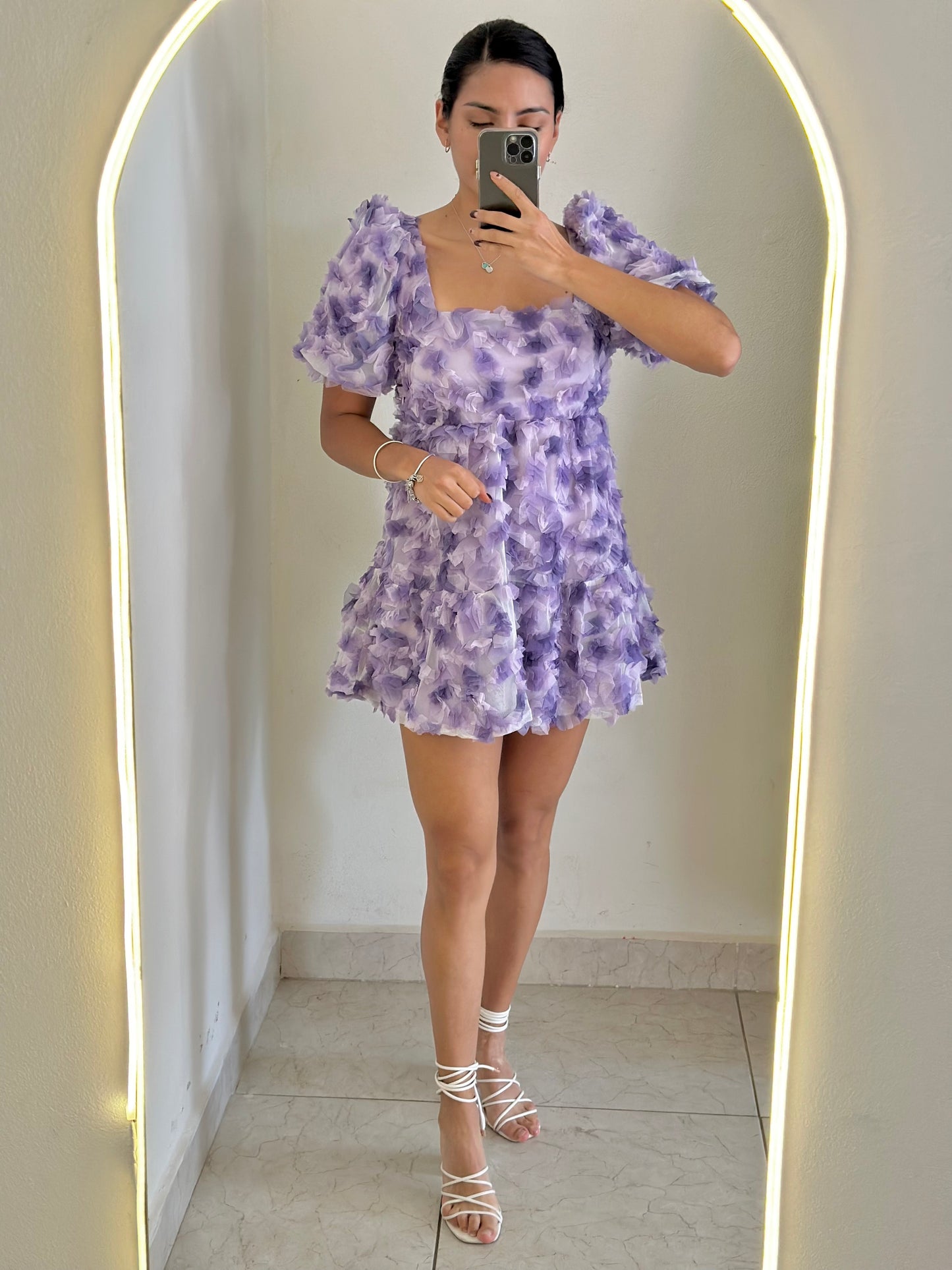 Vestido flores lilas de tul
