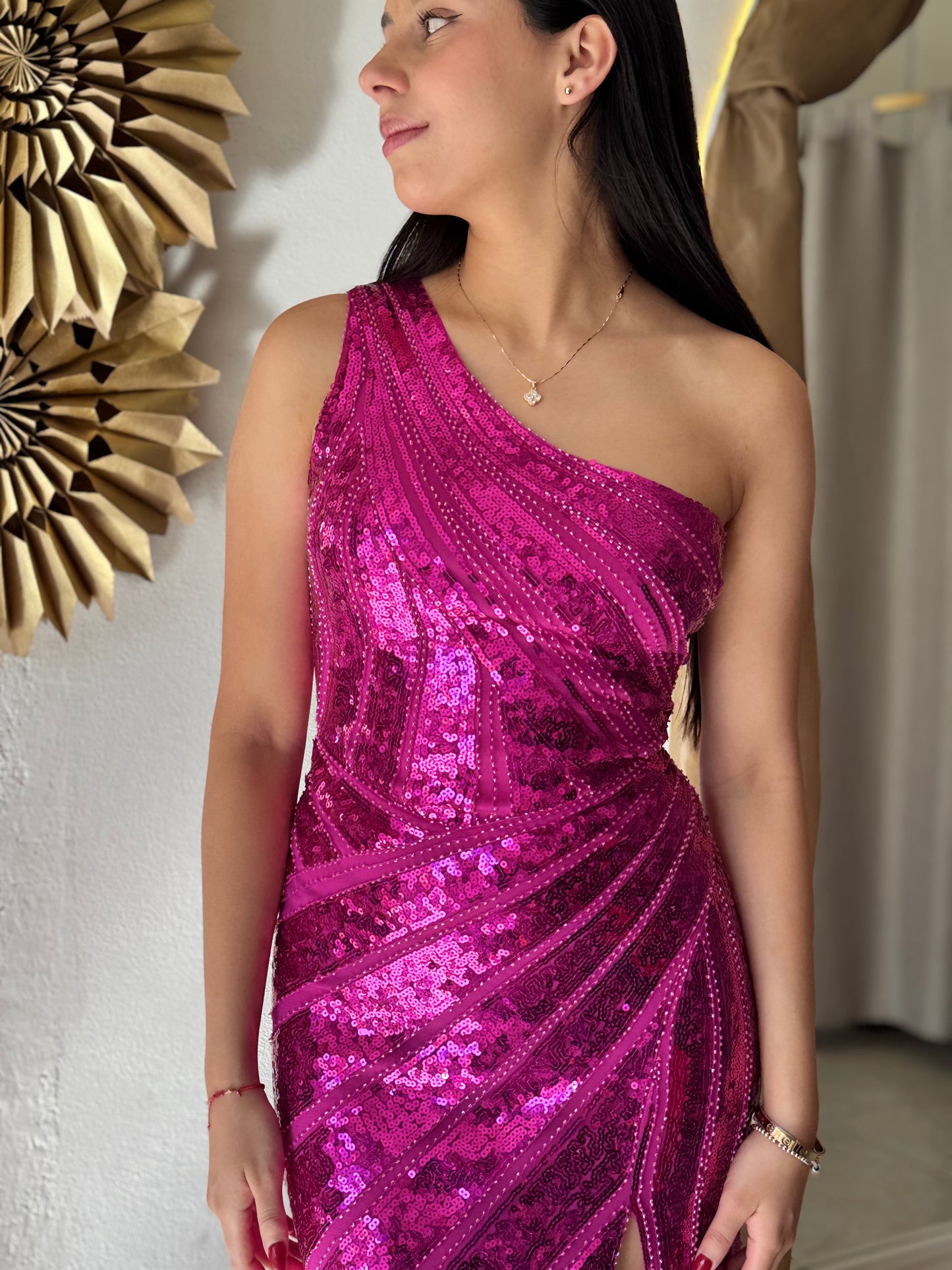 Vestido lentejuelas rosa