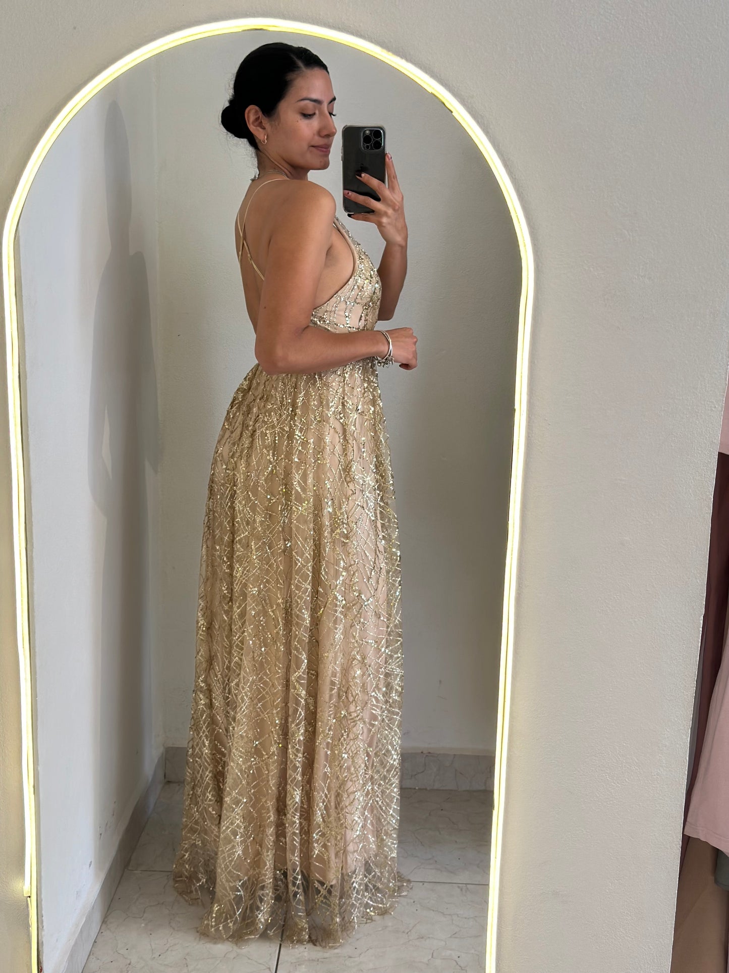Vestido brillo dorado
