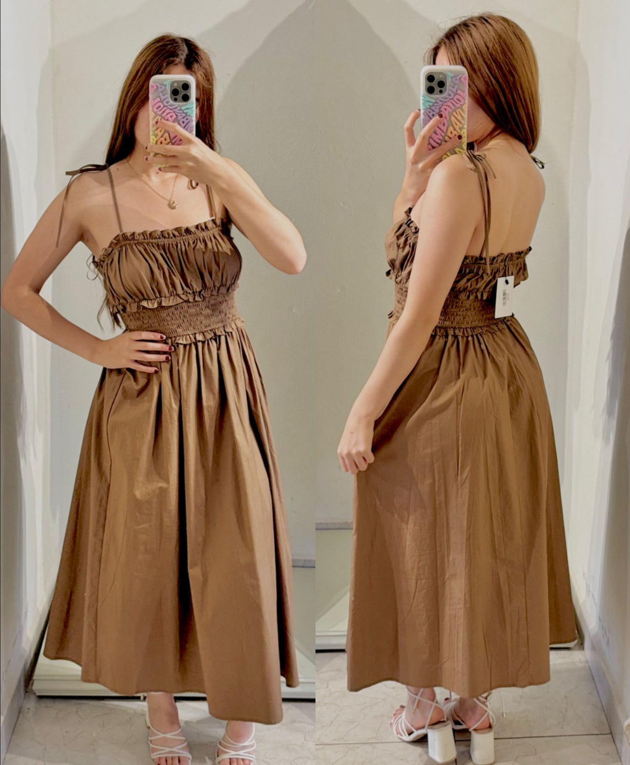 Vestido café tirantes