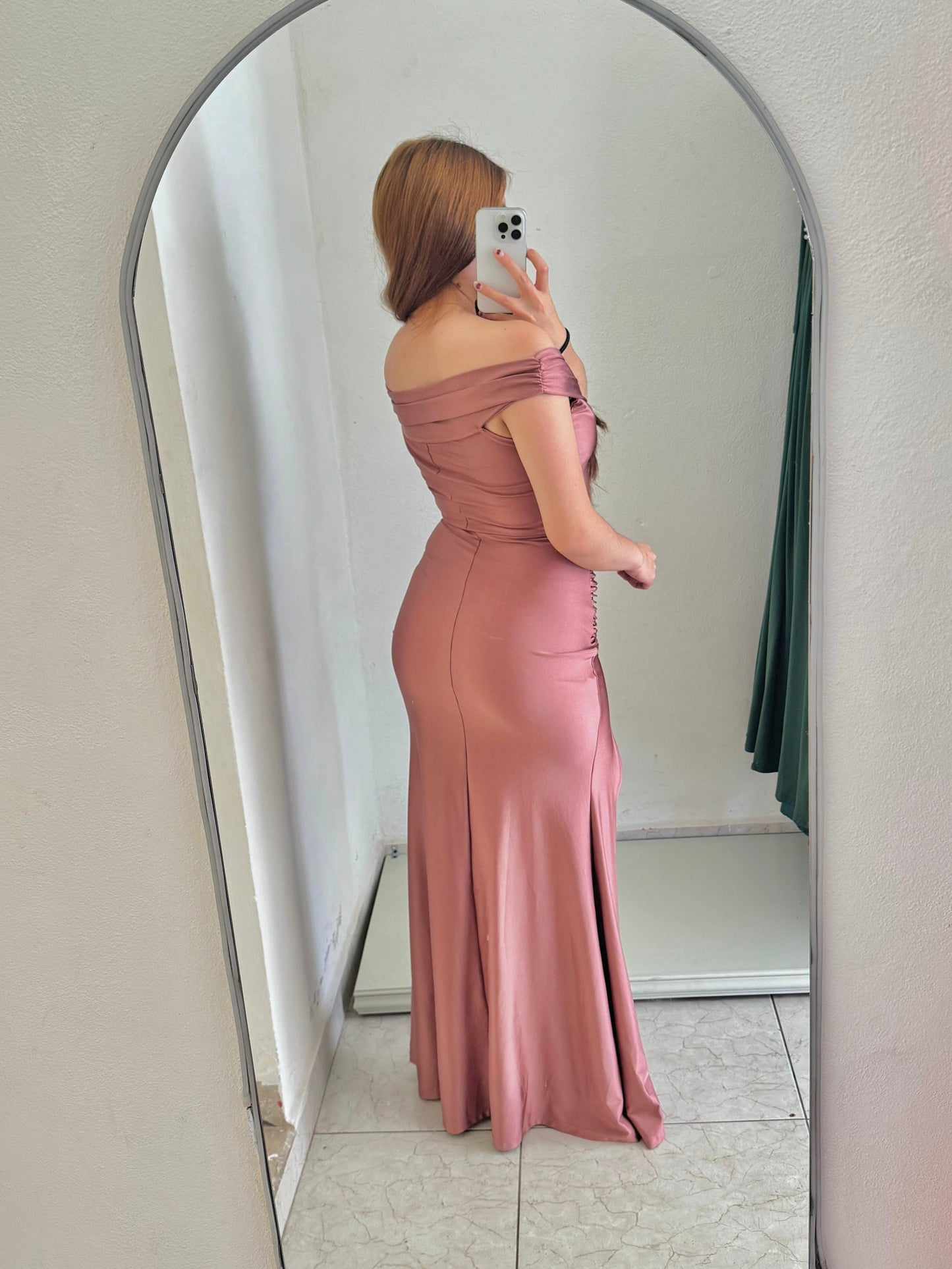 Vestido drapeado palo de rosa
