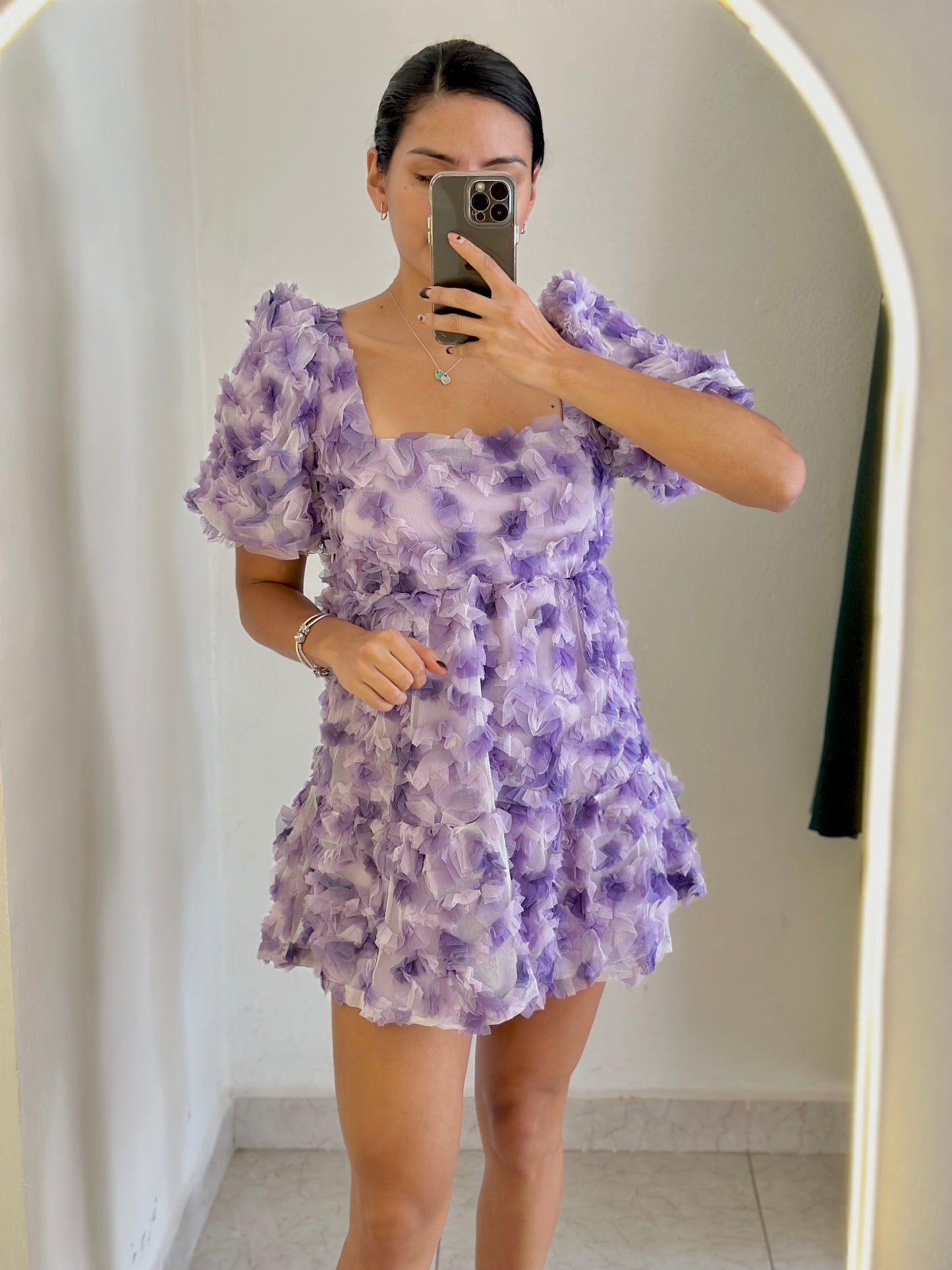 Vestido flores lilas de tul