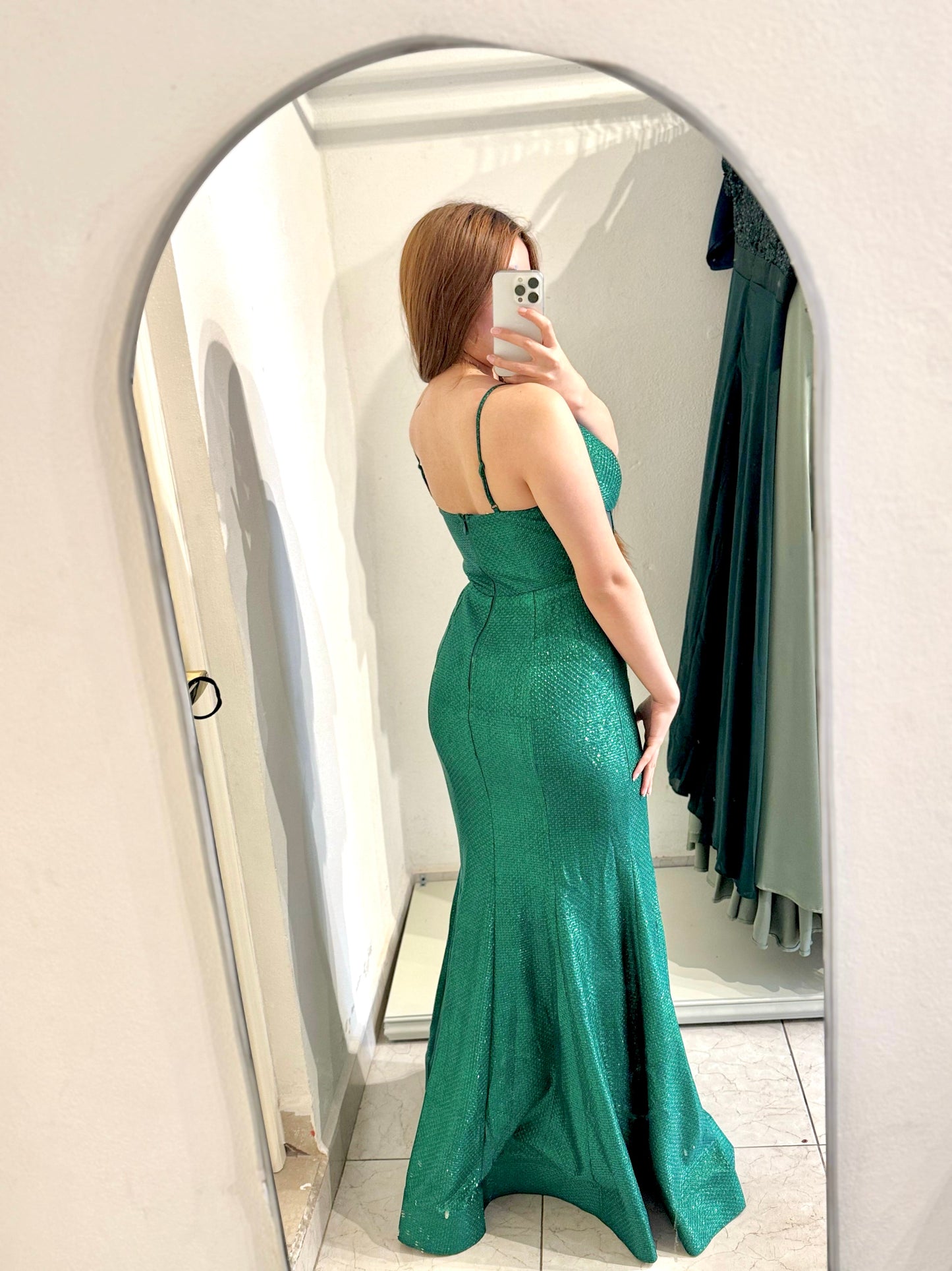 Vestido verde brillo corset