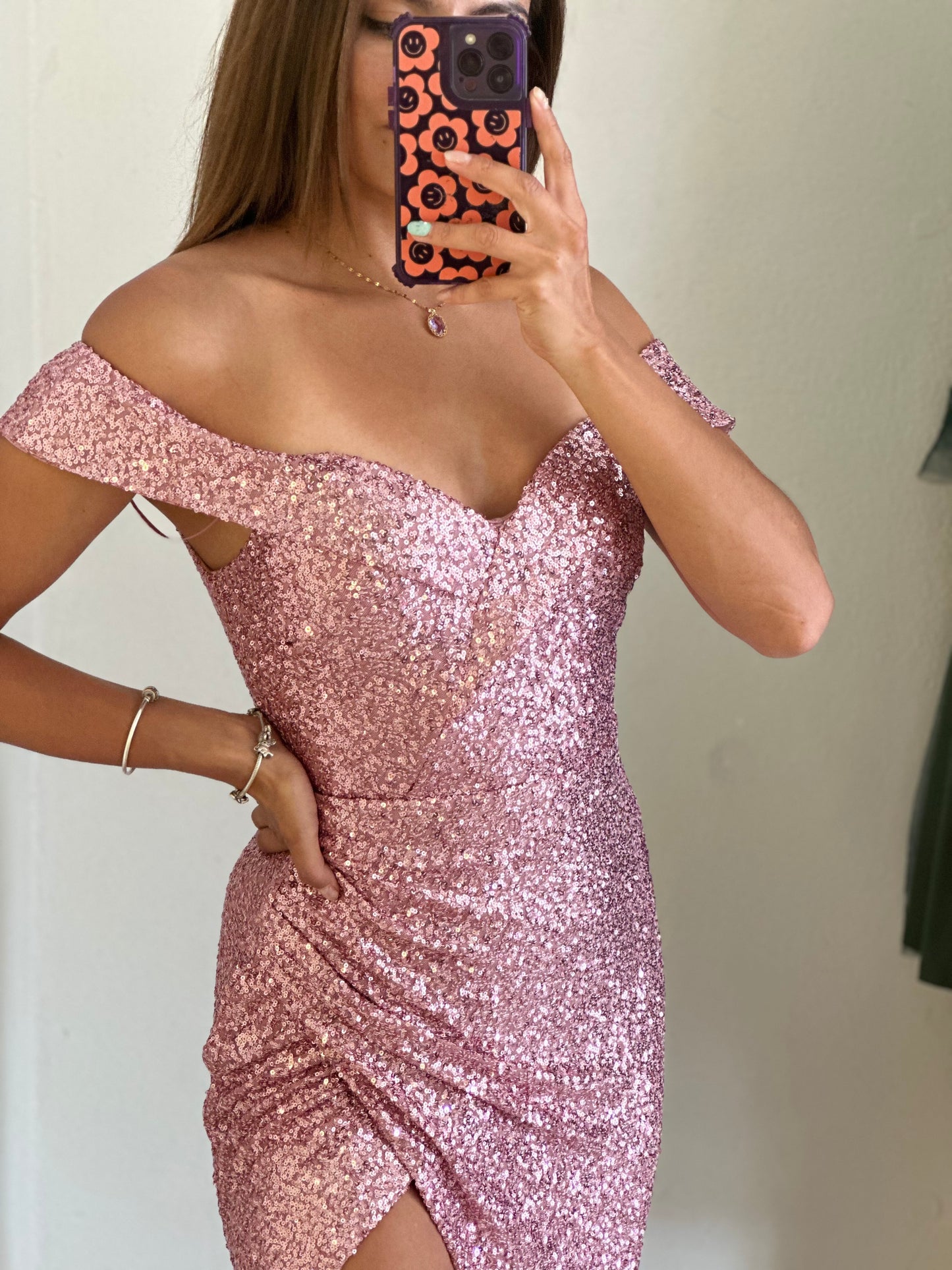 Vestido lentejuela rosa