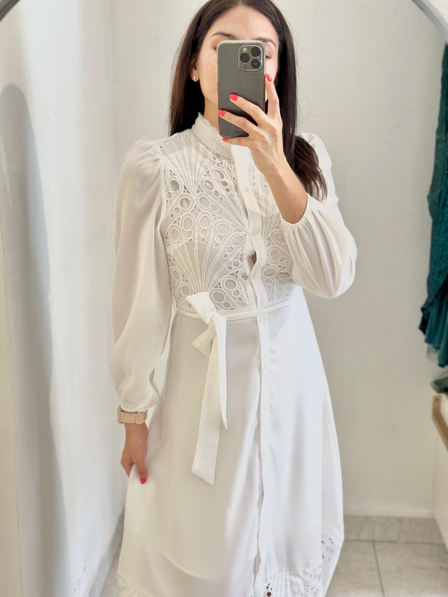 Vestido blanco manga larga
