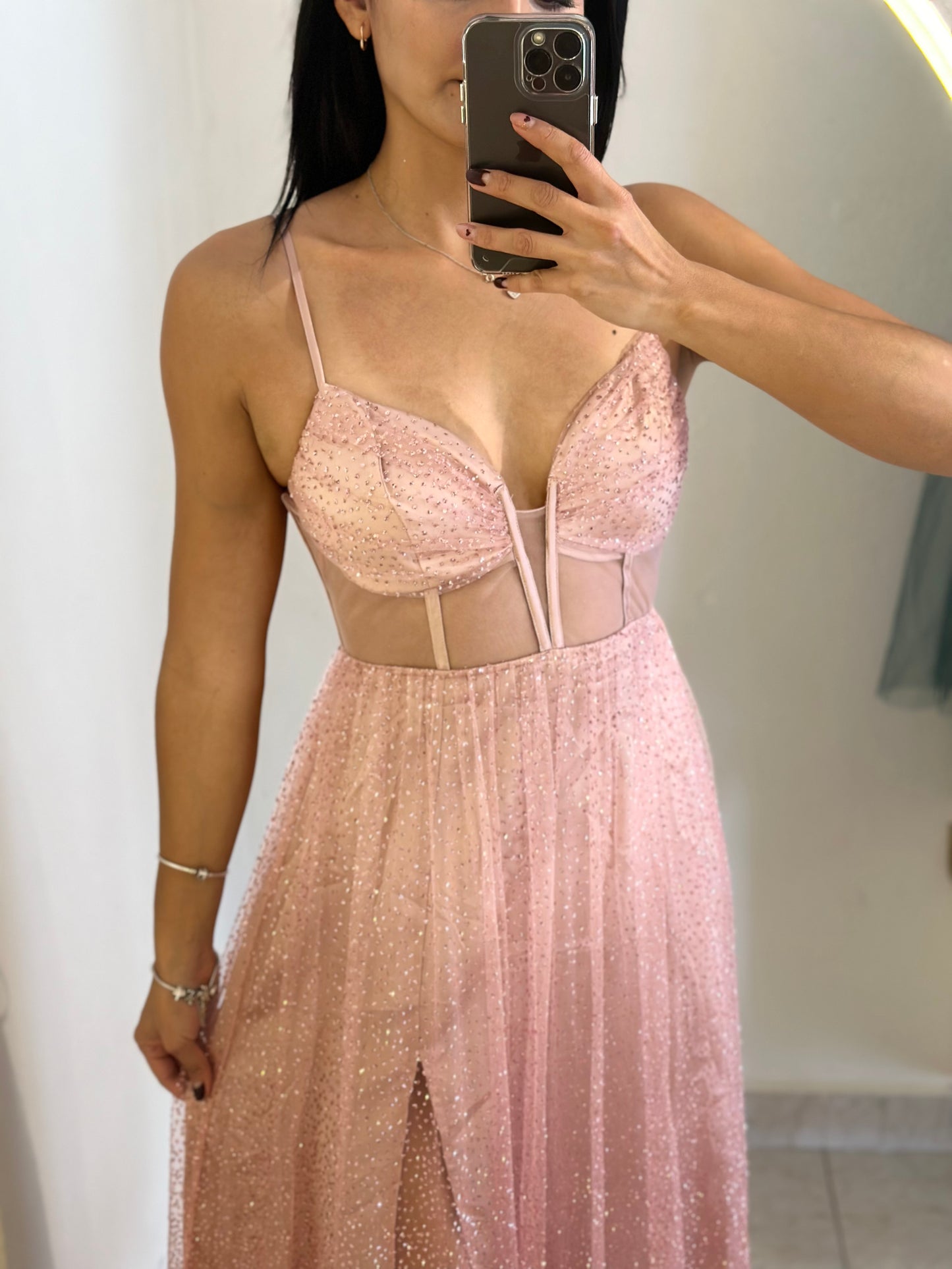Vestido corset palo de rosa