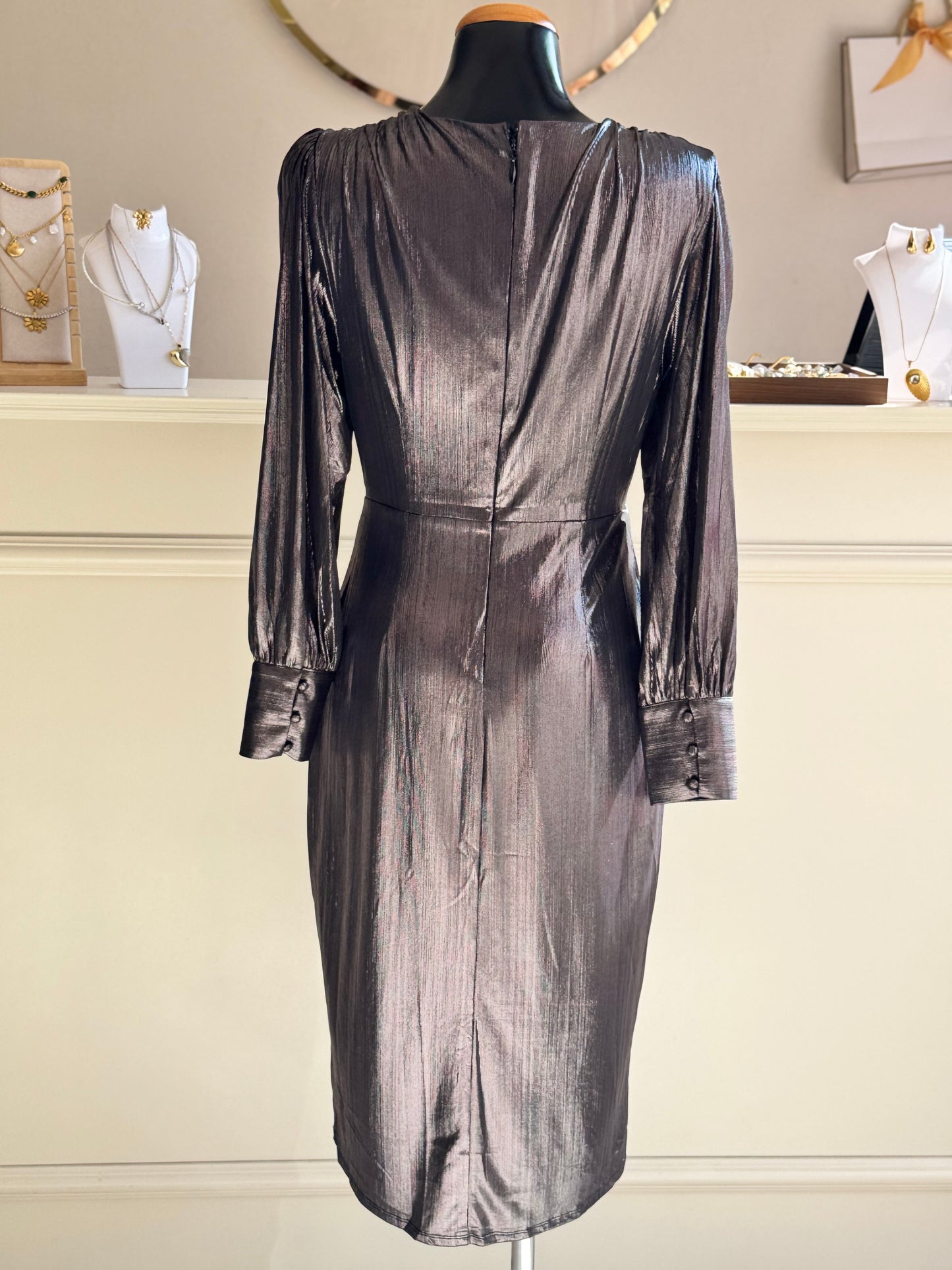 Vestido midi metálico