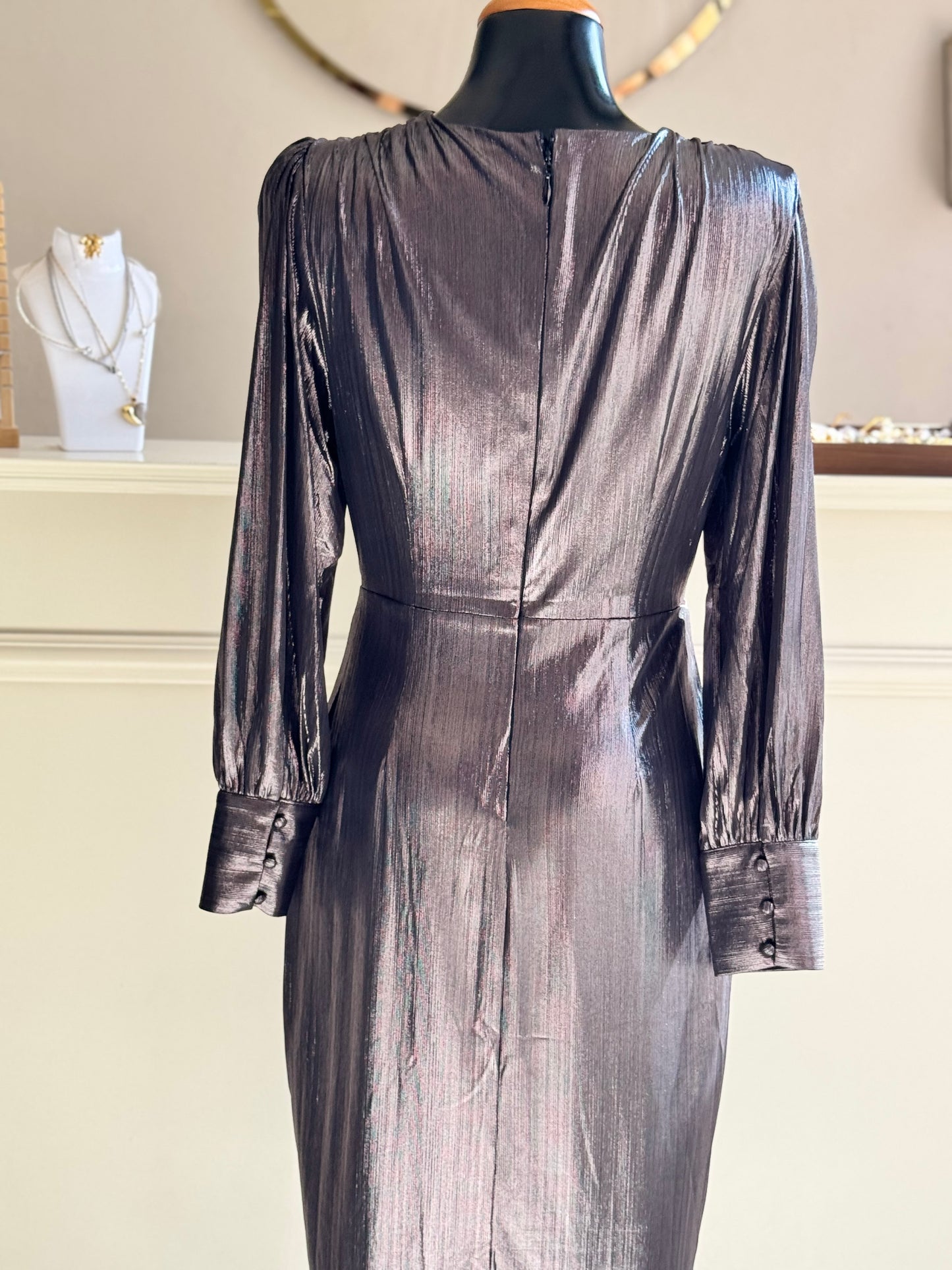 Vestido midi metálico