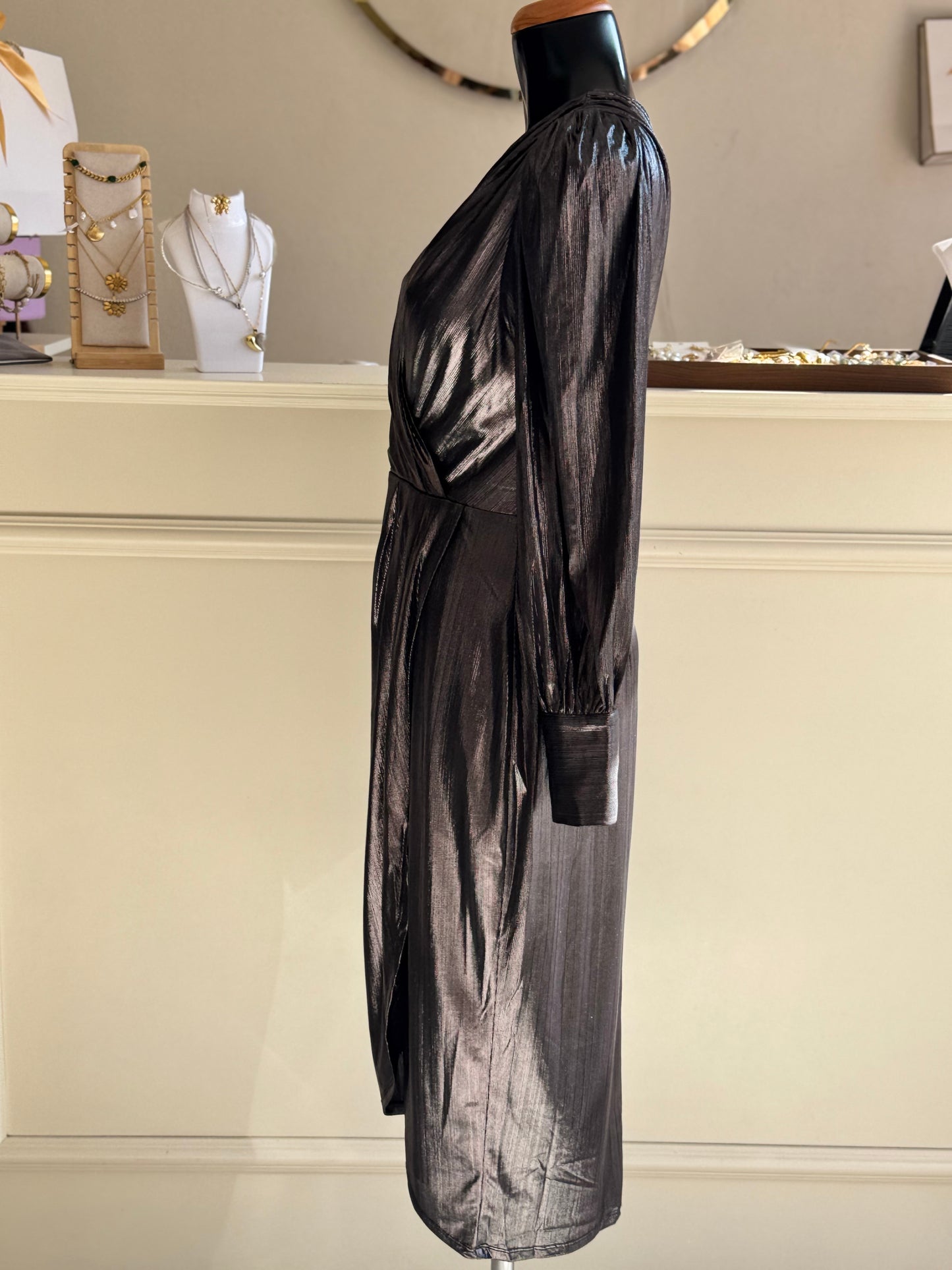 Vestido midi metálico