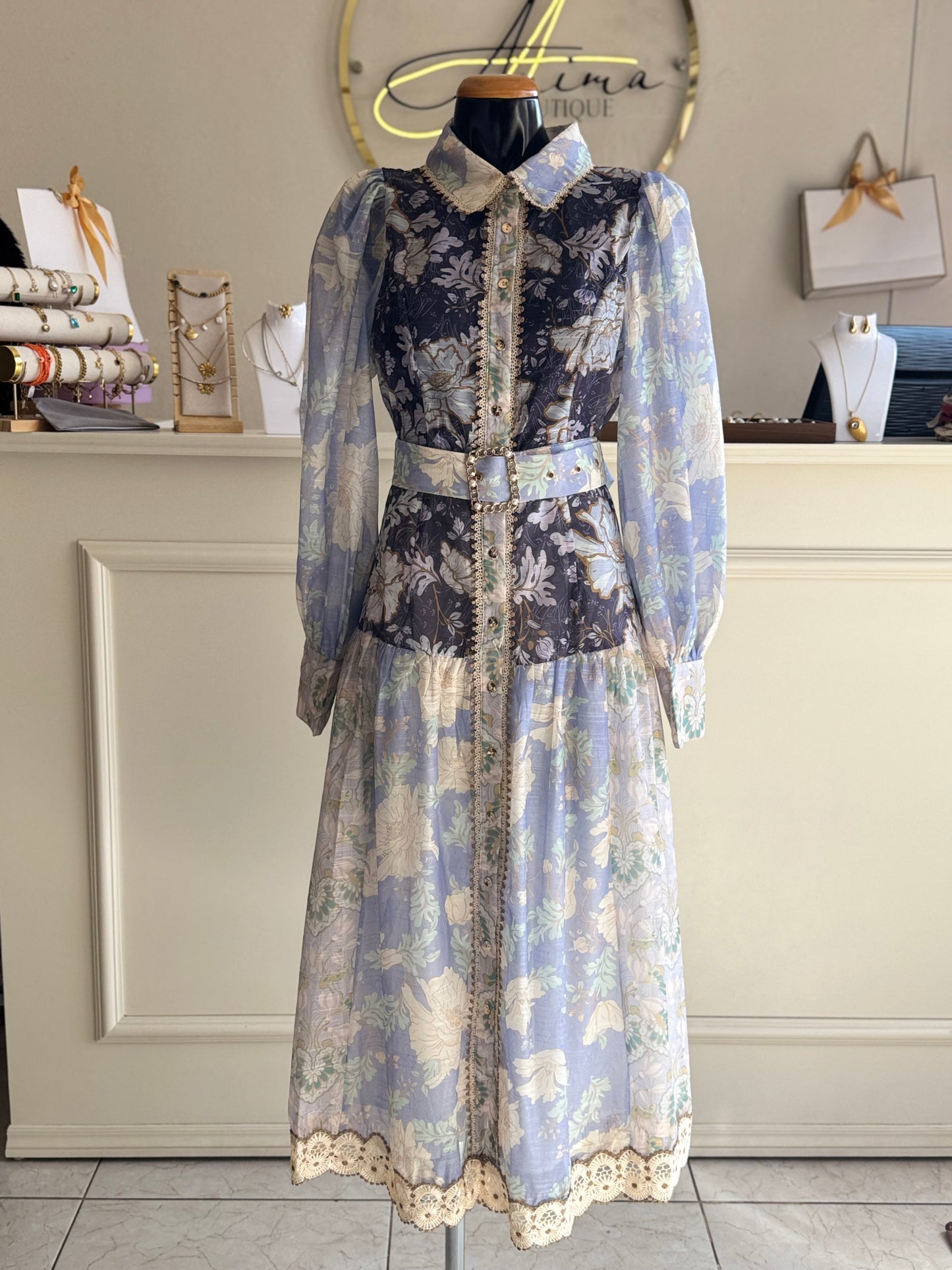 Vestido midi cinturón