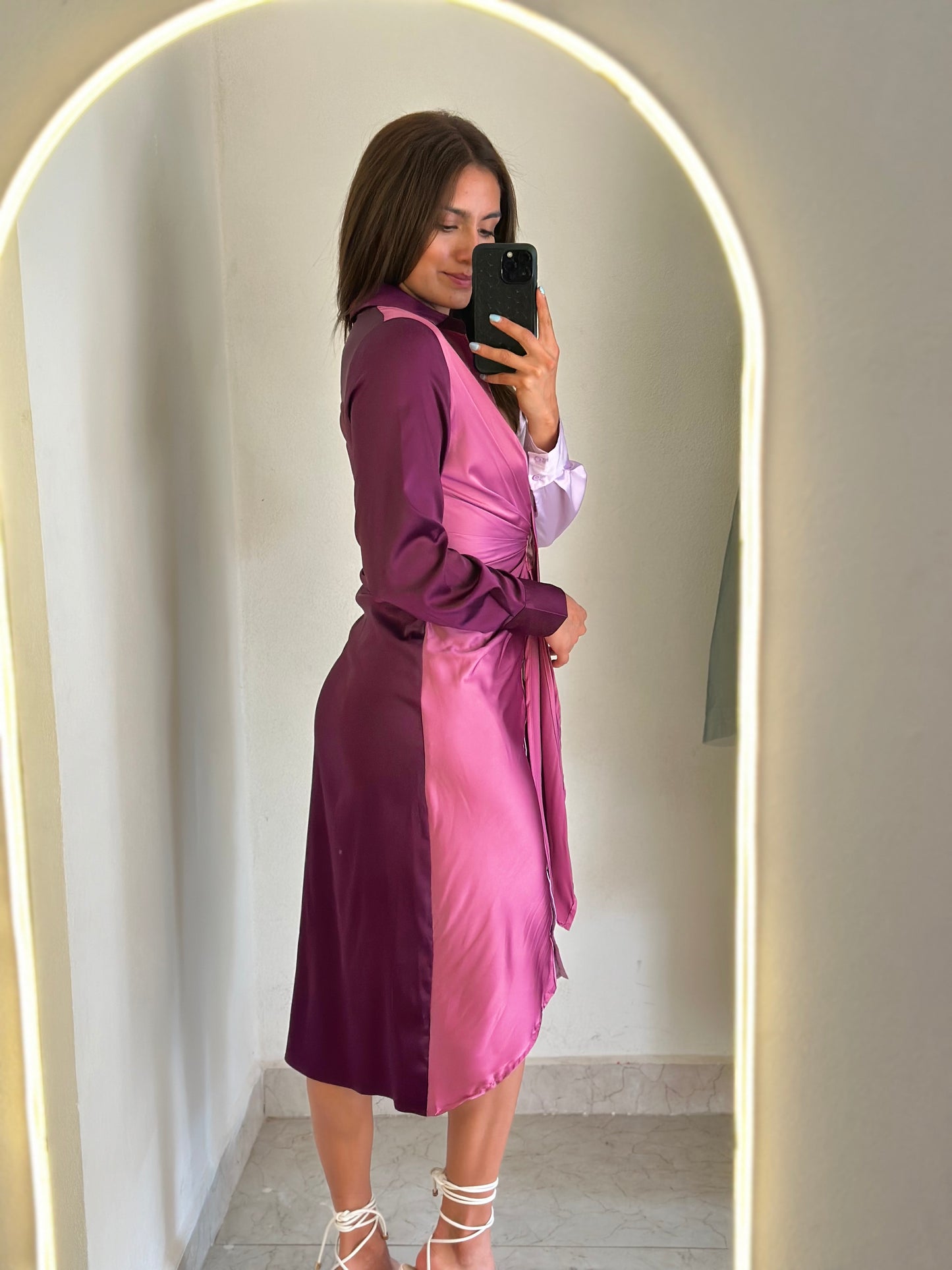 Vestido midi tonos morado
