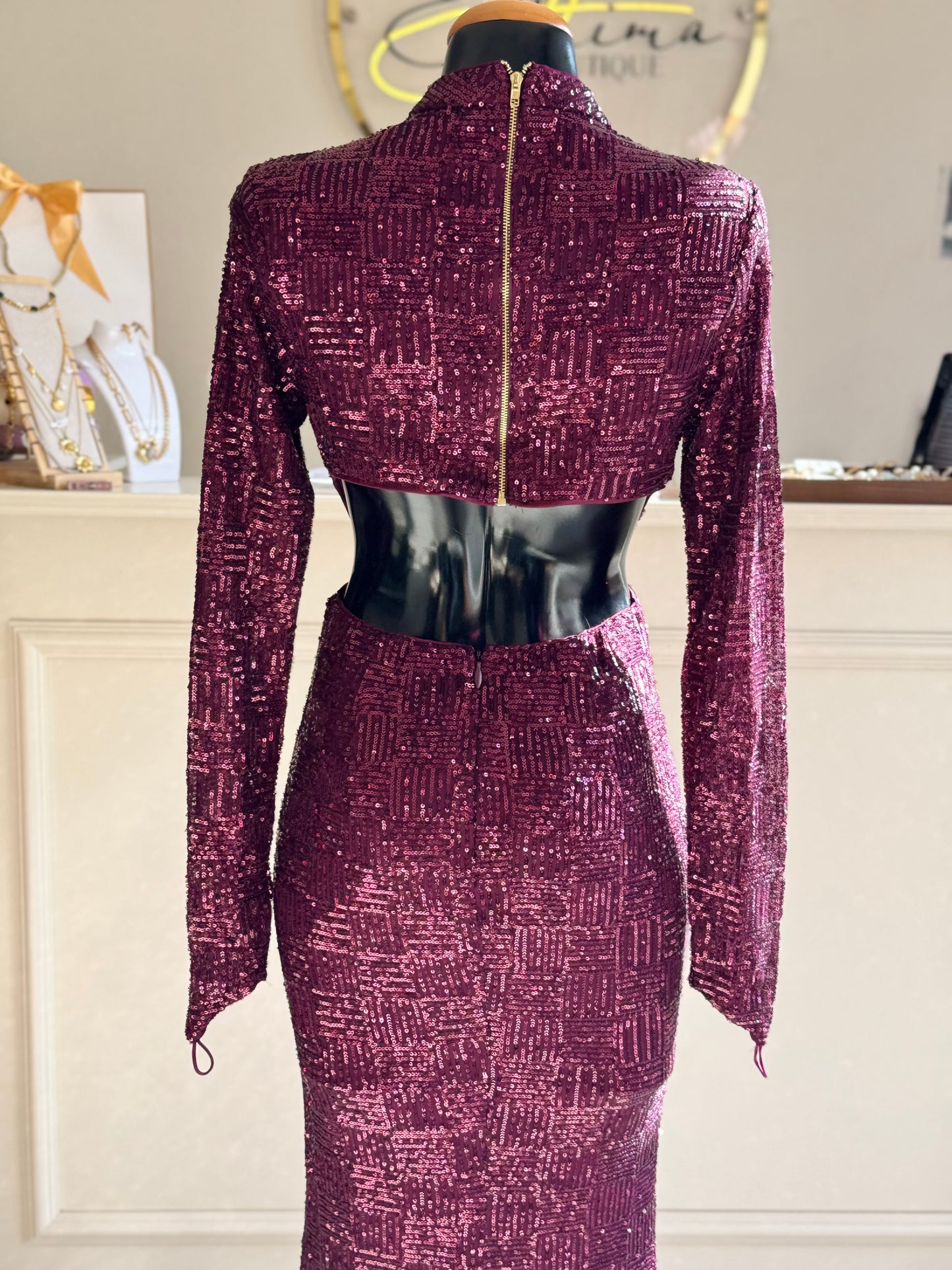 Vestido vino lentejuela