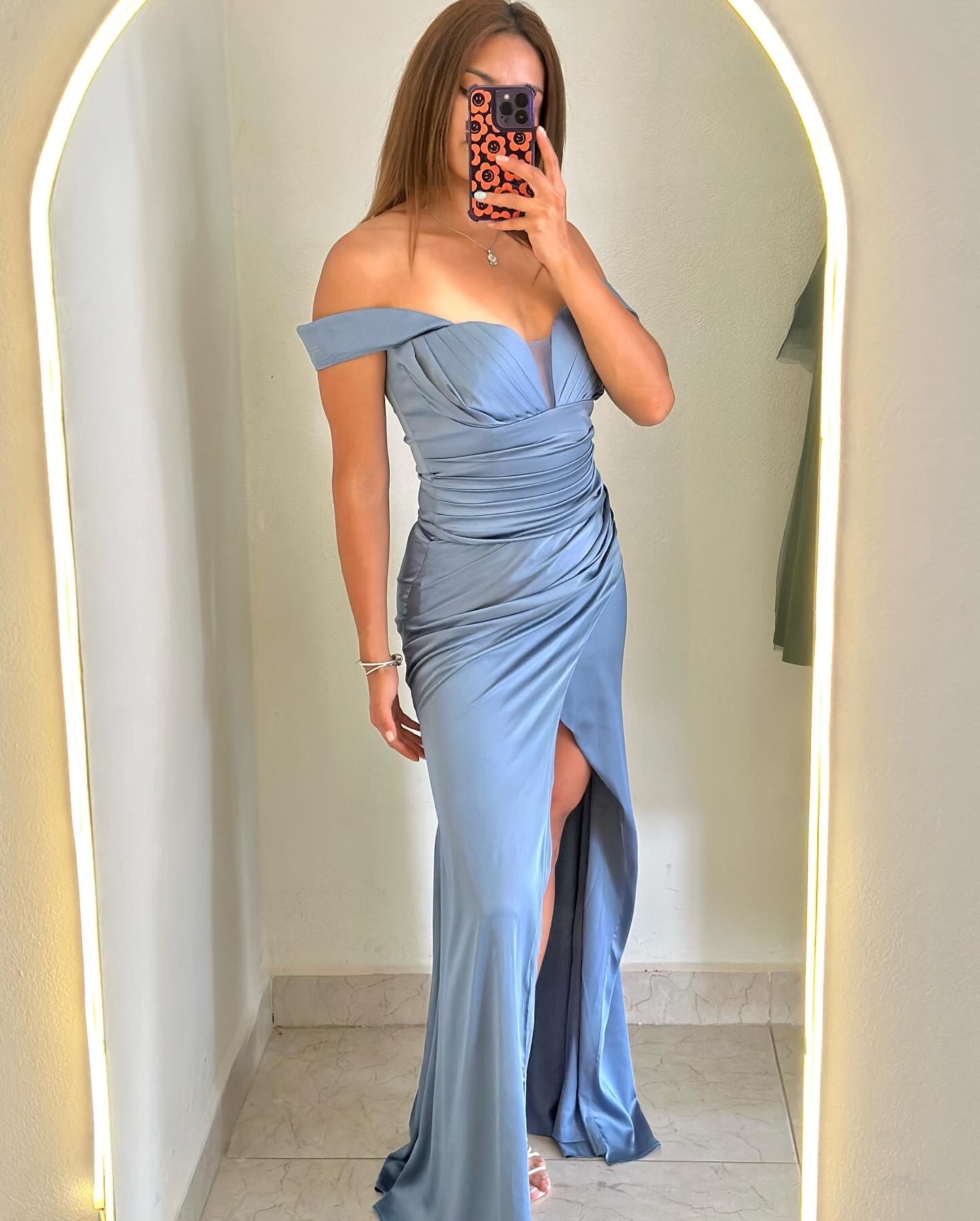 Vestido drapeado azul