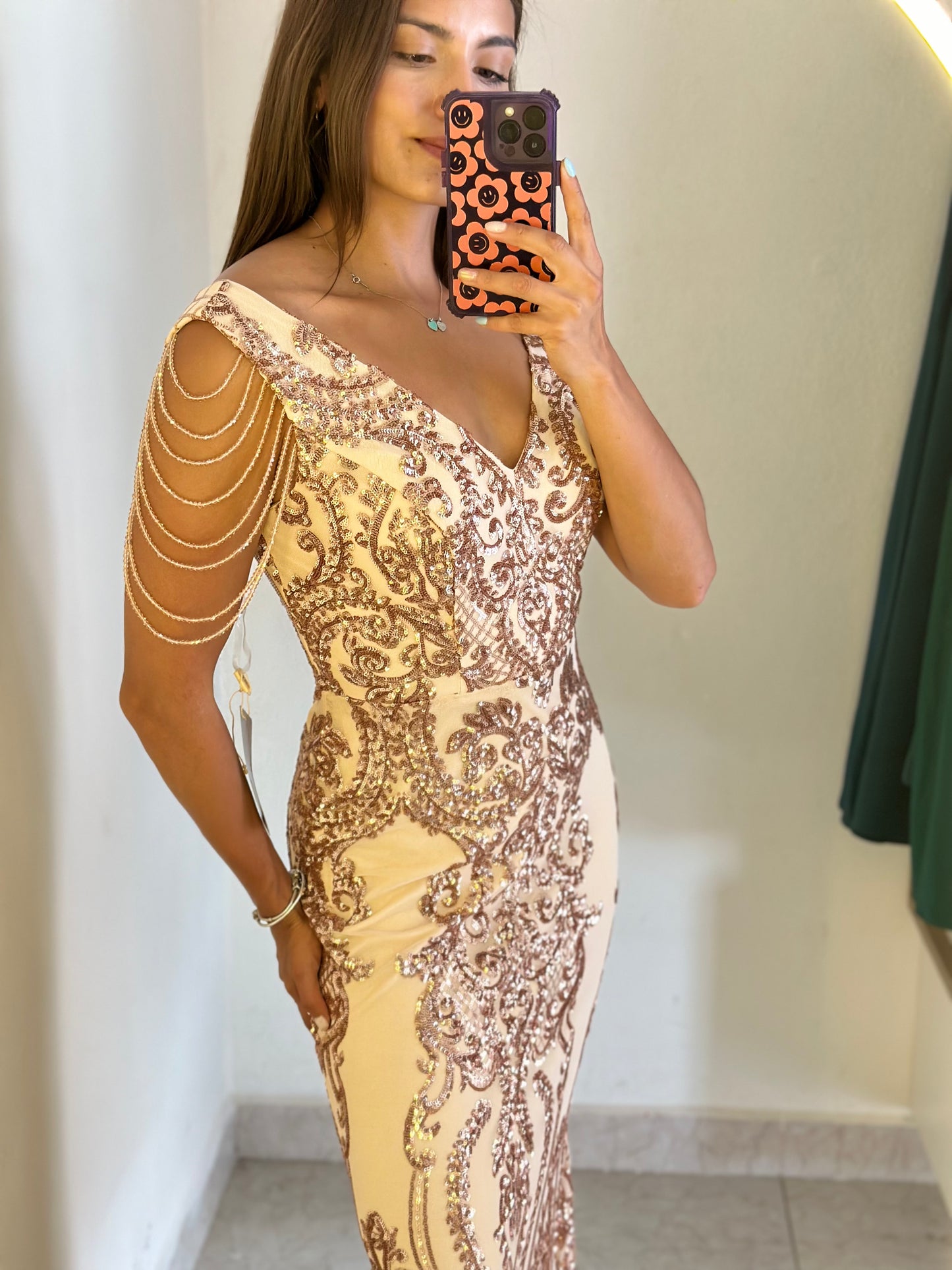 Vestido dorado lentejuela