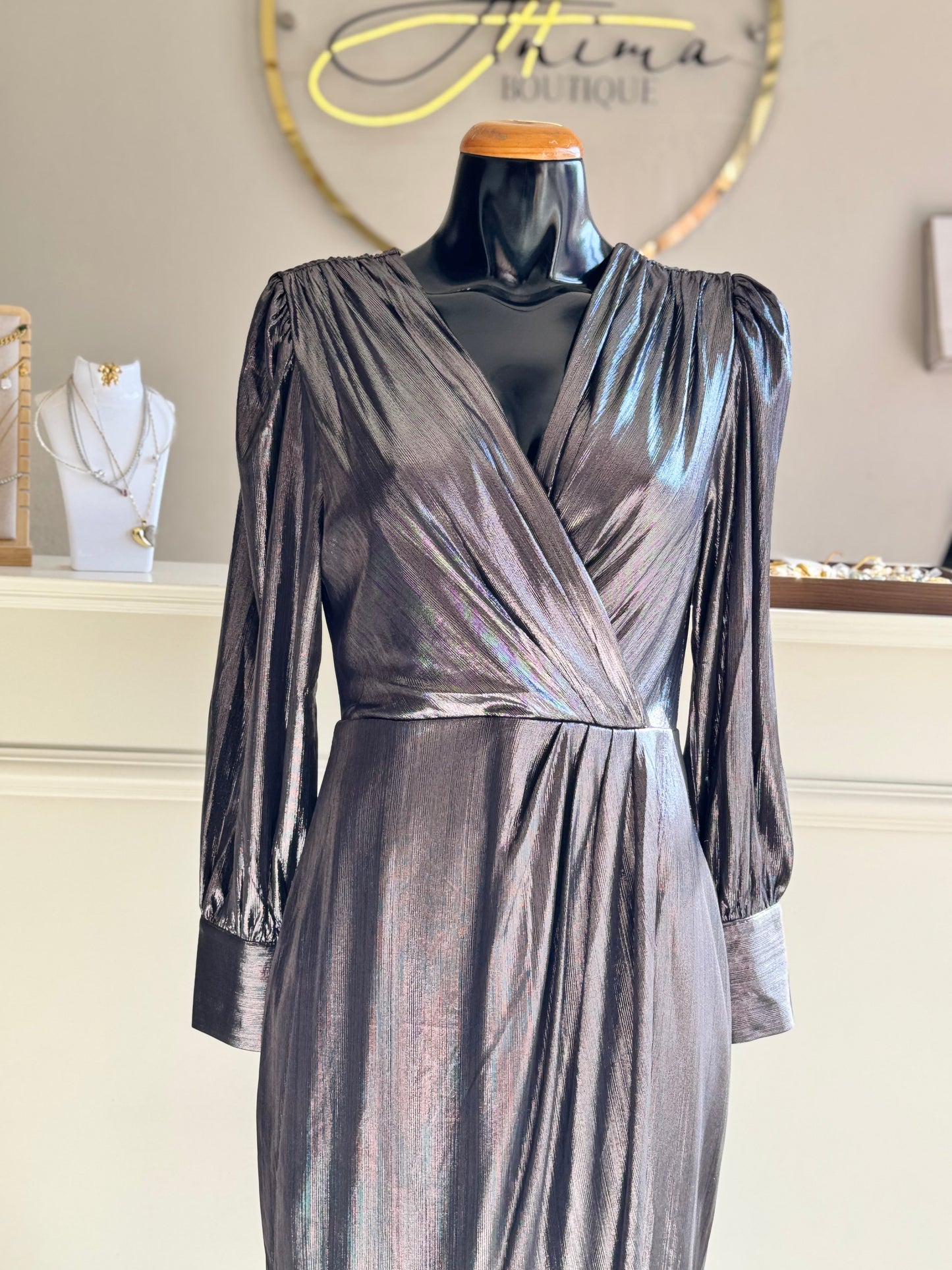 Vestido midi metálico