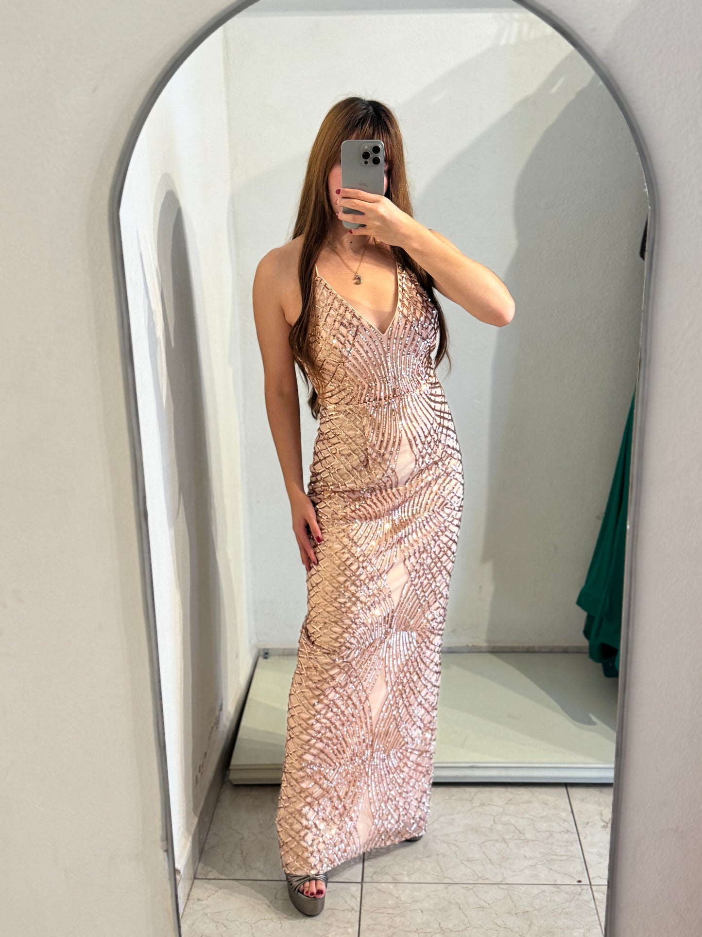 Vestido lentejuela dorada