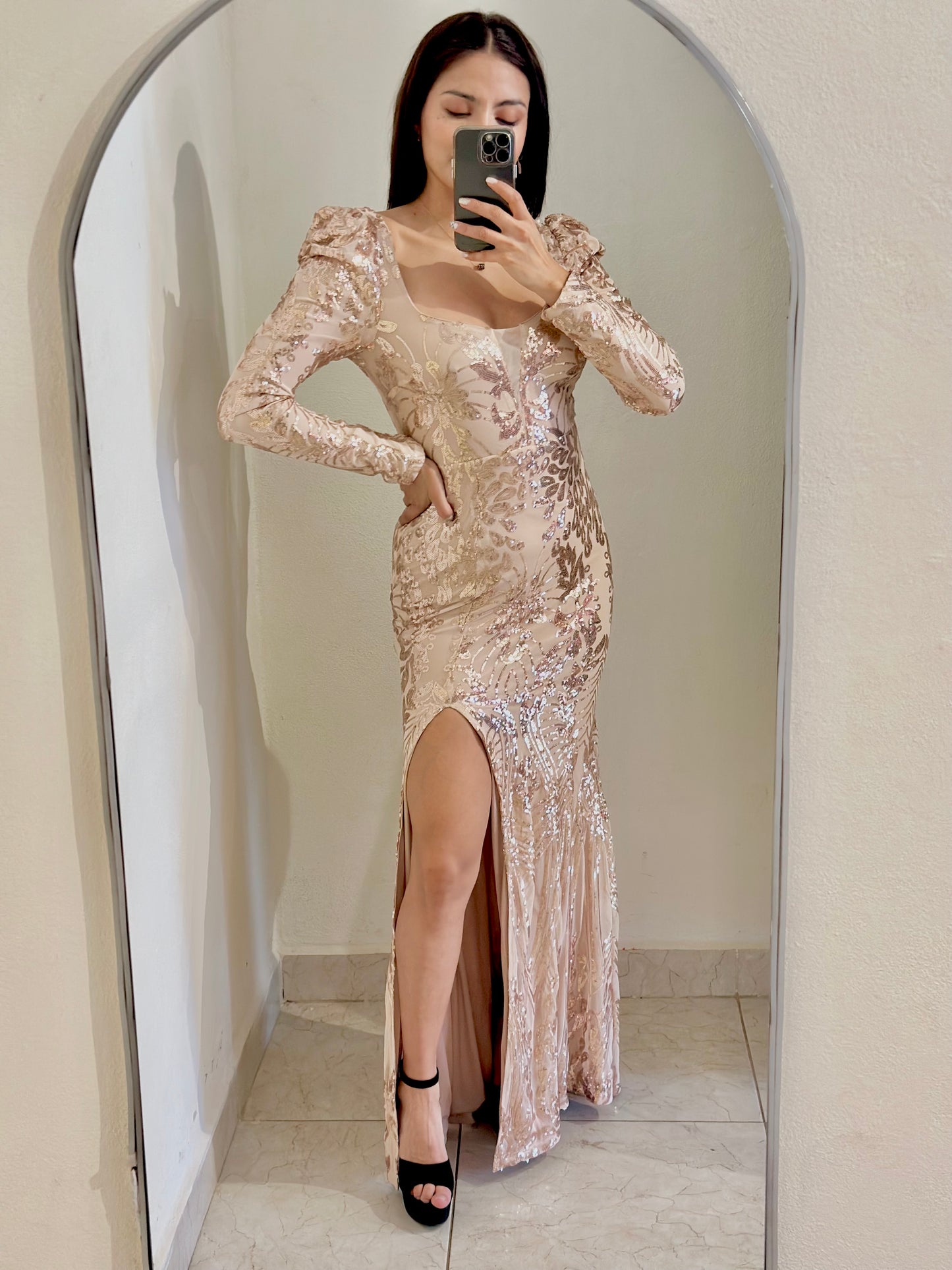 Vestido lentejuelas dorado