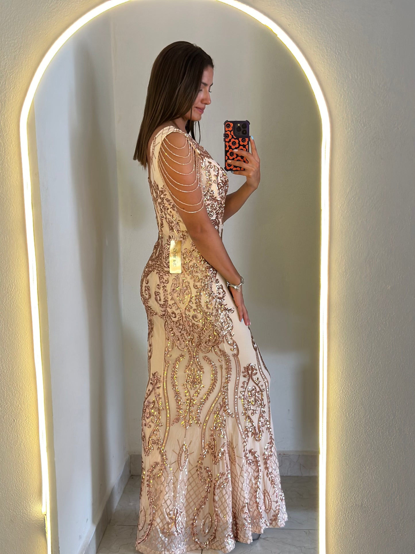 Vestido dorado lentejuela