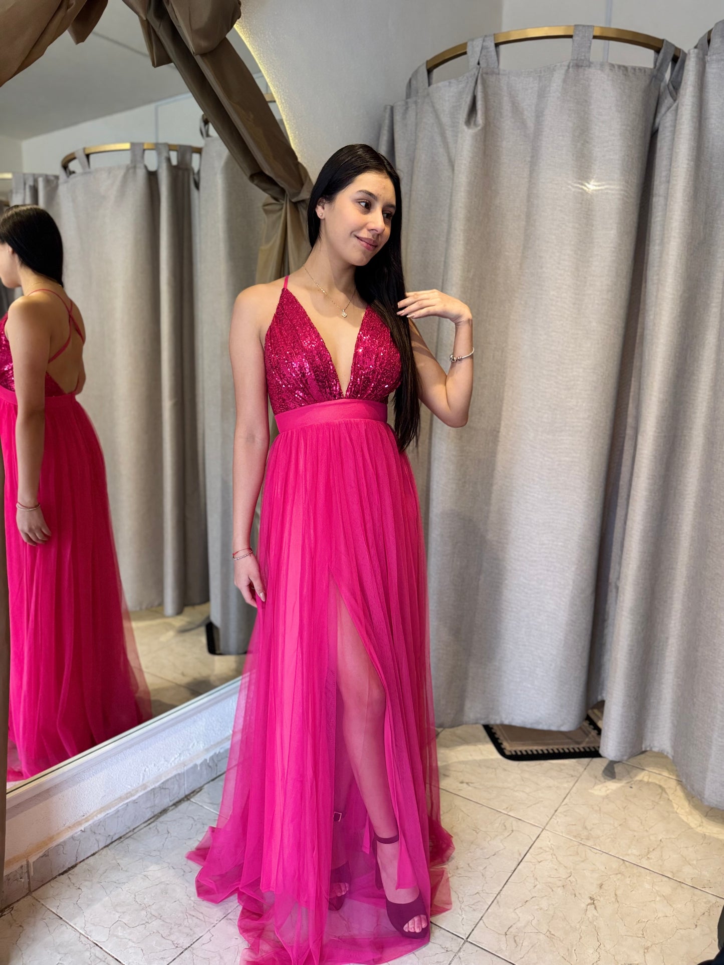 Vestido tul rosa