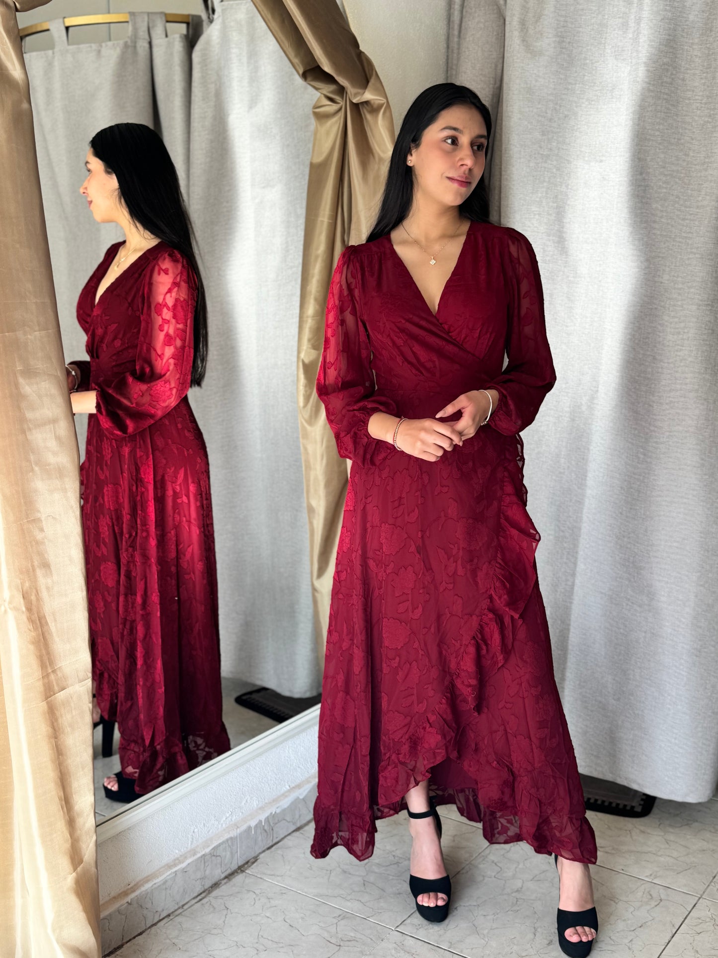 Vestido bicolor moño