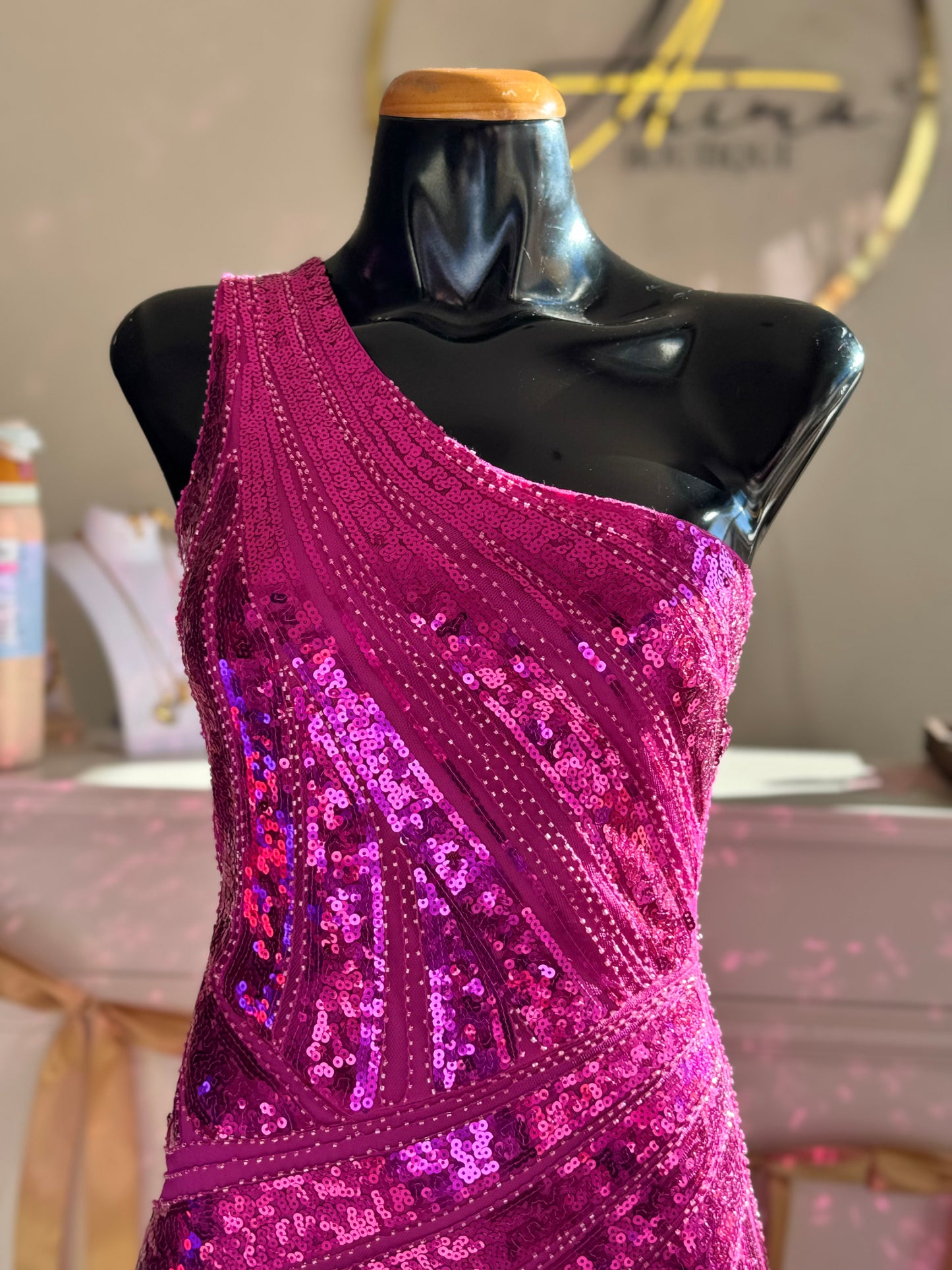 Vestido lentejuelas rosa
