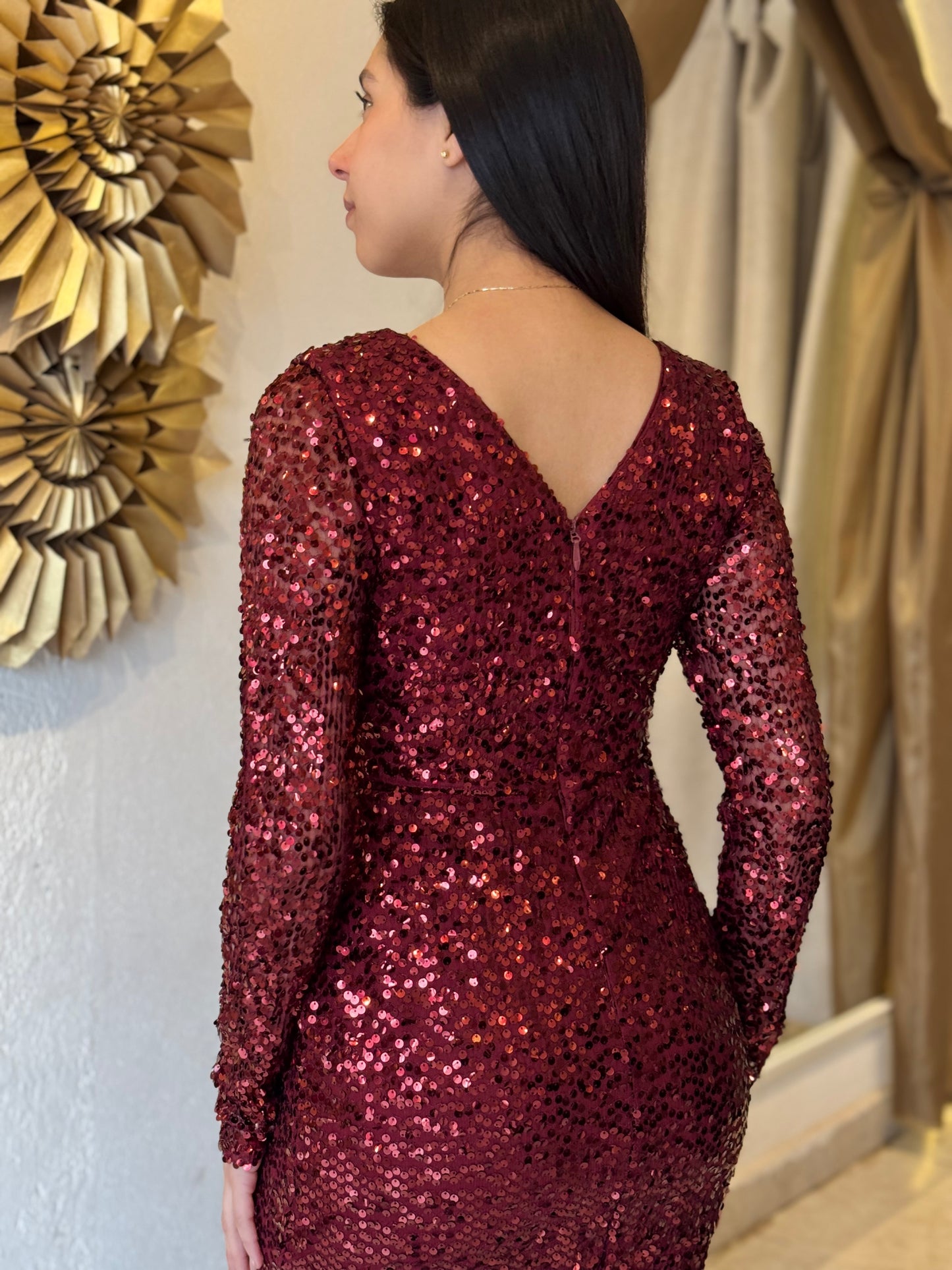 Vestido vino lentejuelas