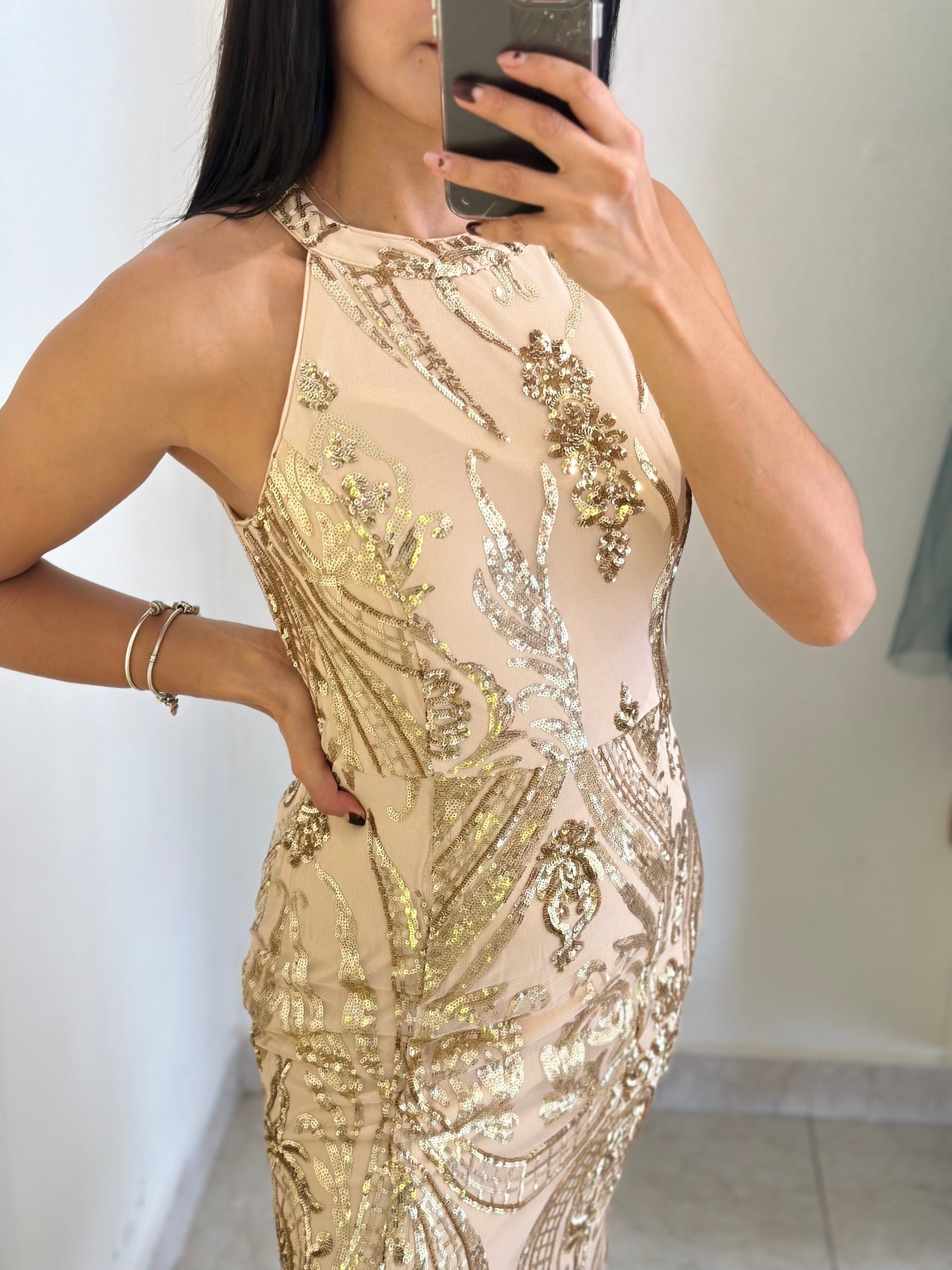 Vestido lentejuela dorada
