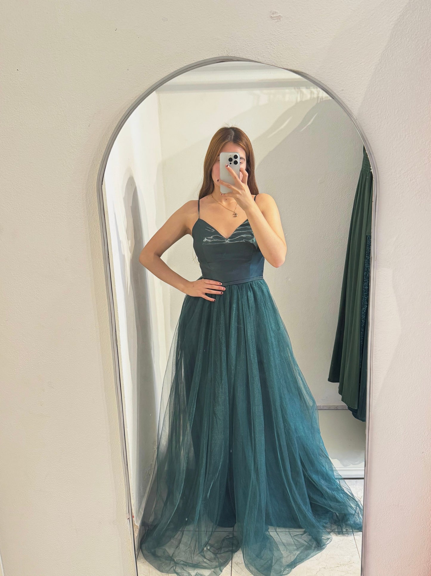 Vestido verde esmeralda tul