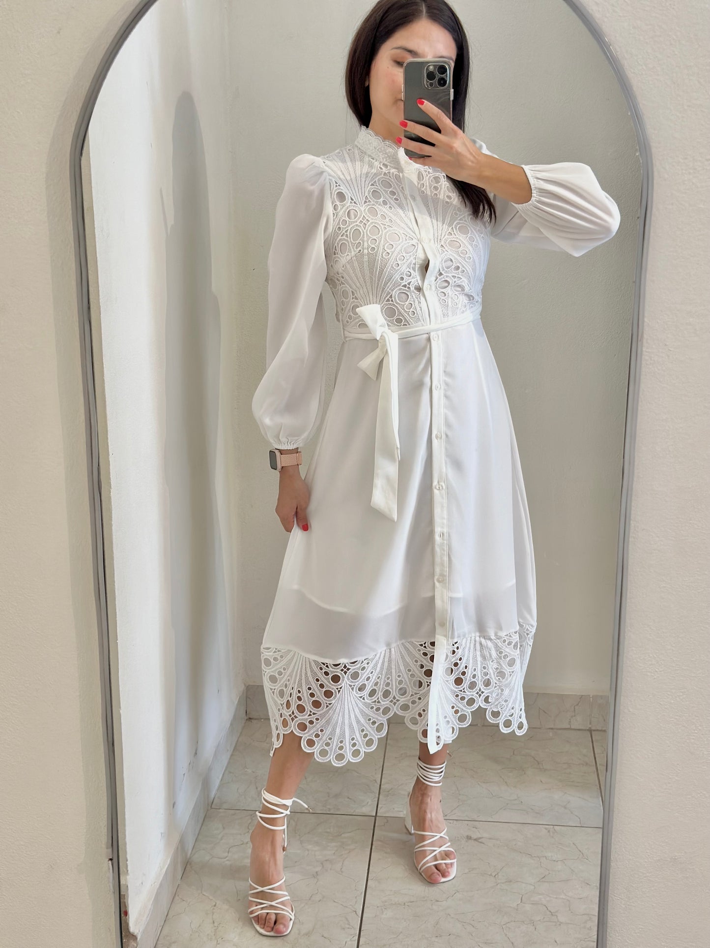 Vestido blanco manga larga