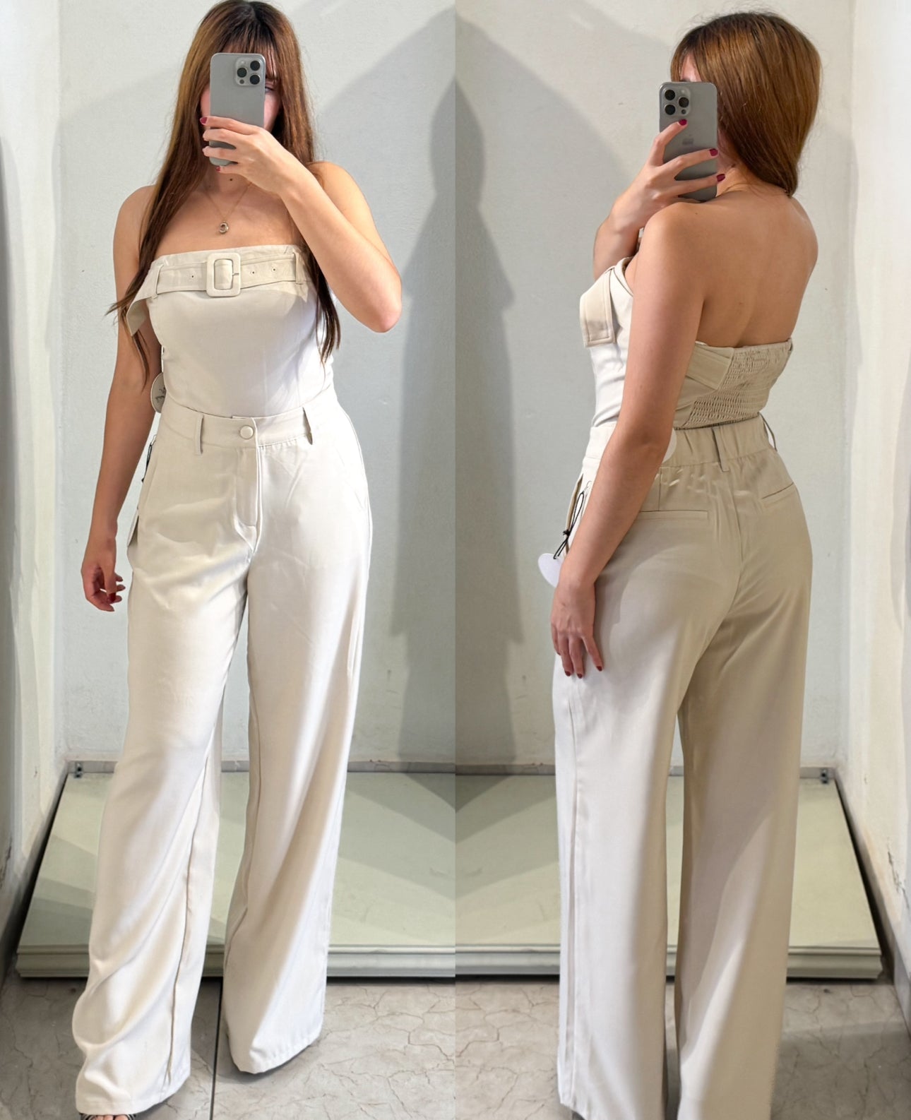 Set crema top y pantalón