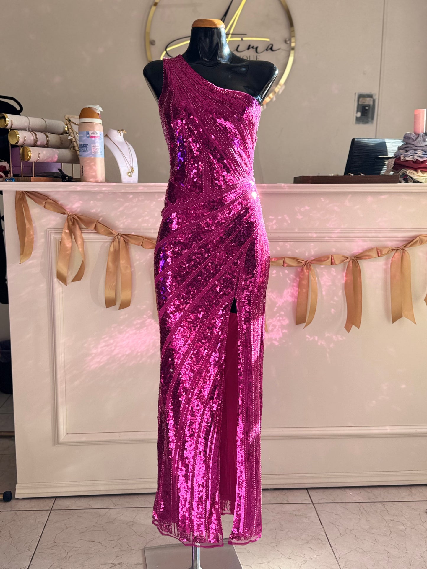Vestido lentejuelas rosa