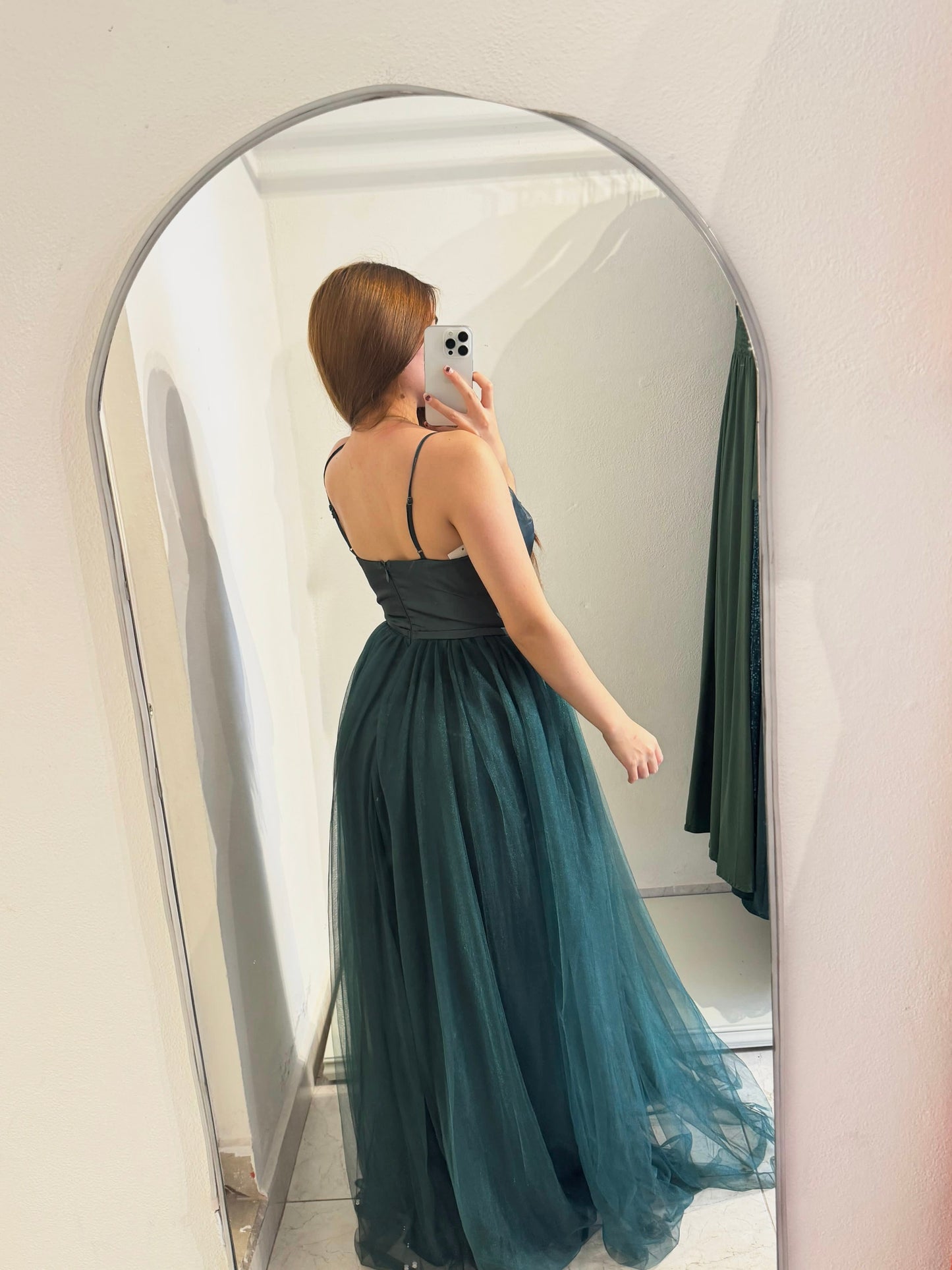 Vestido verde esmeralda tul
