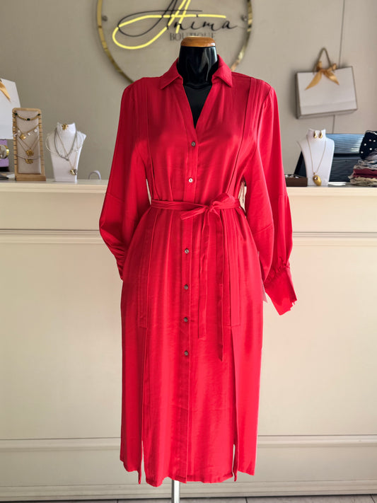 Vestido rojo tipo camisa