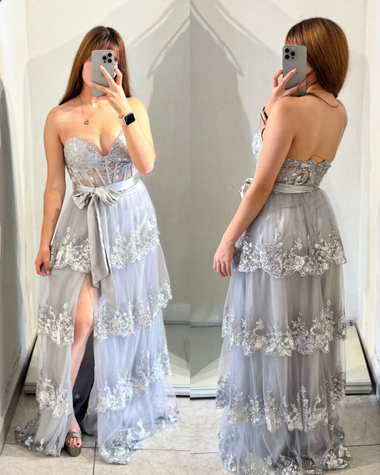 Vestido plata Olanes
