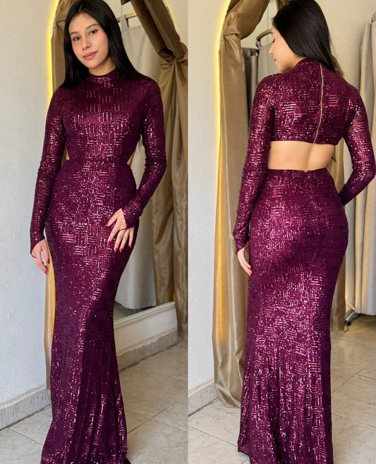 Vestido vino lentejuela
