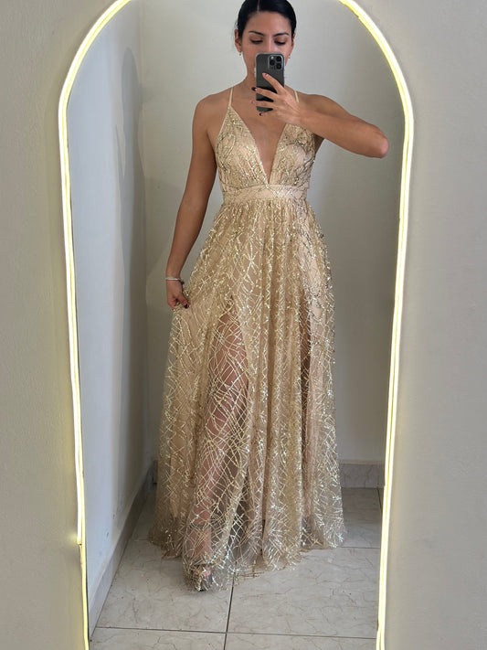 Vestido brillo dorado