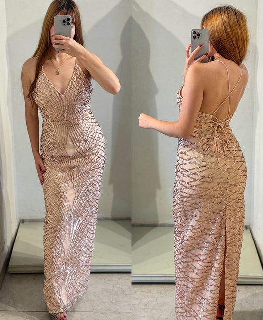 Vestido lentejuela dorada