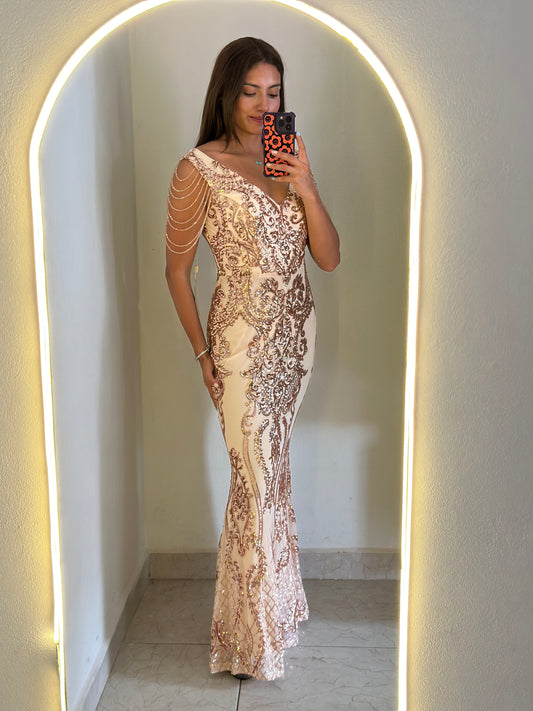 Vestido dorado lentejuela